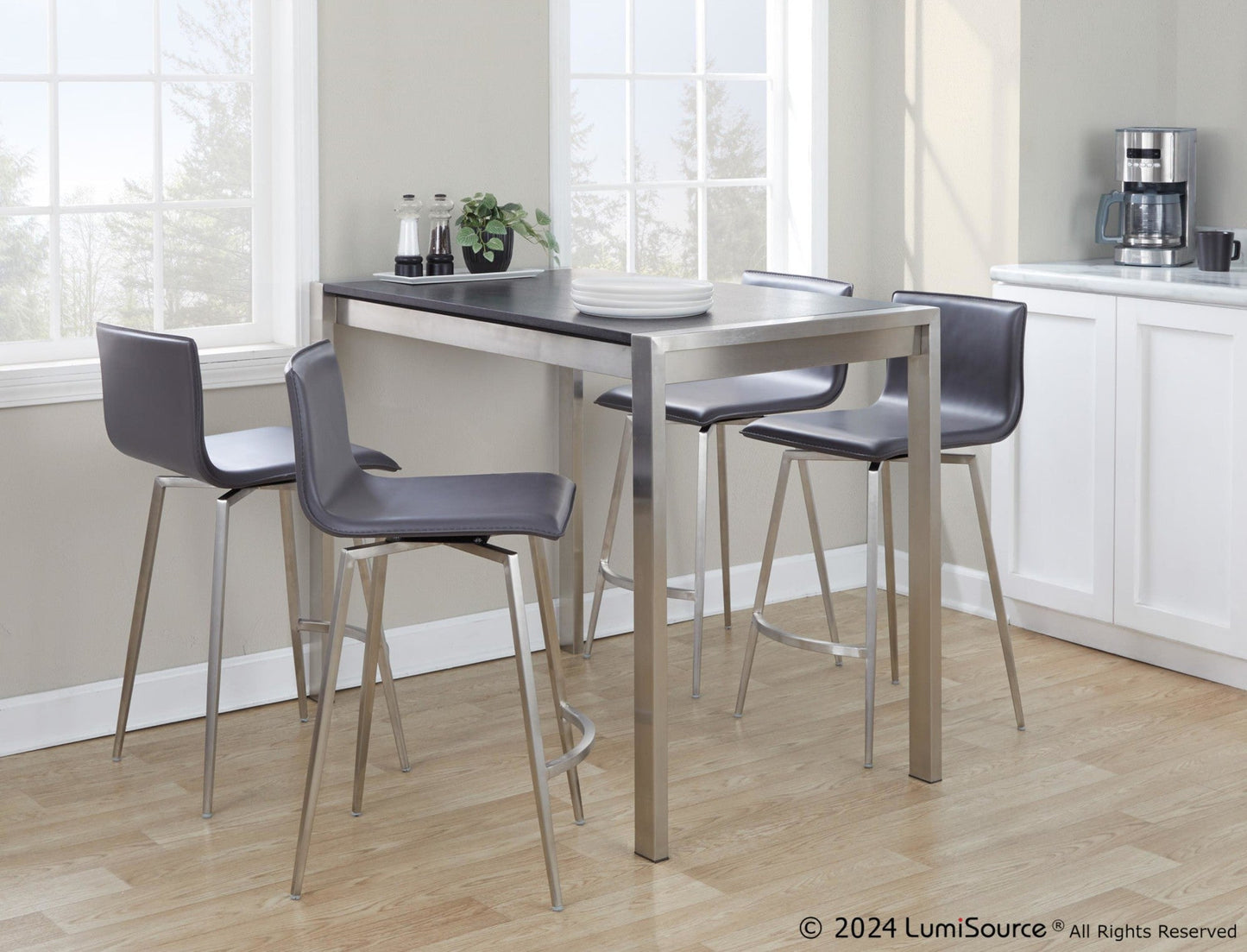 Majestic Office Furniture Upholstered 26" Fixed-Height Counter Stool - Set of 2
