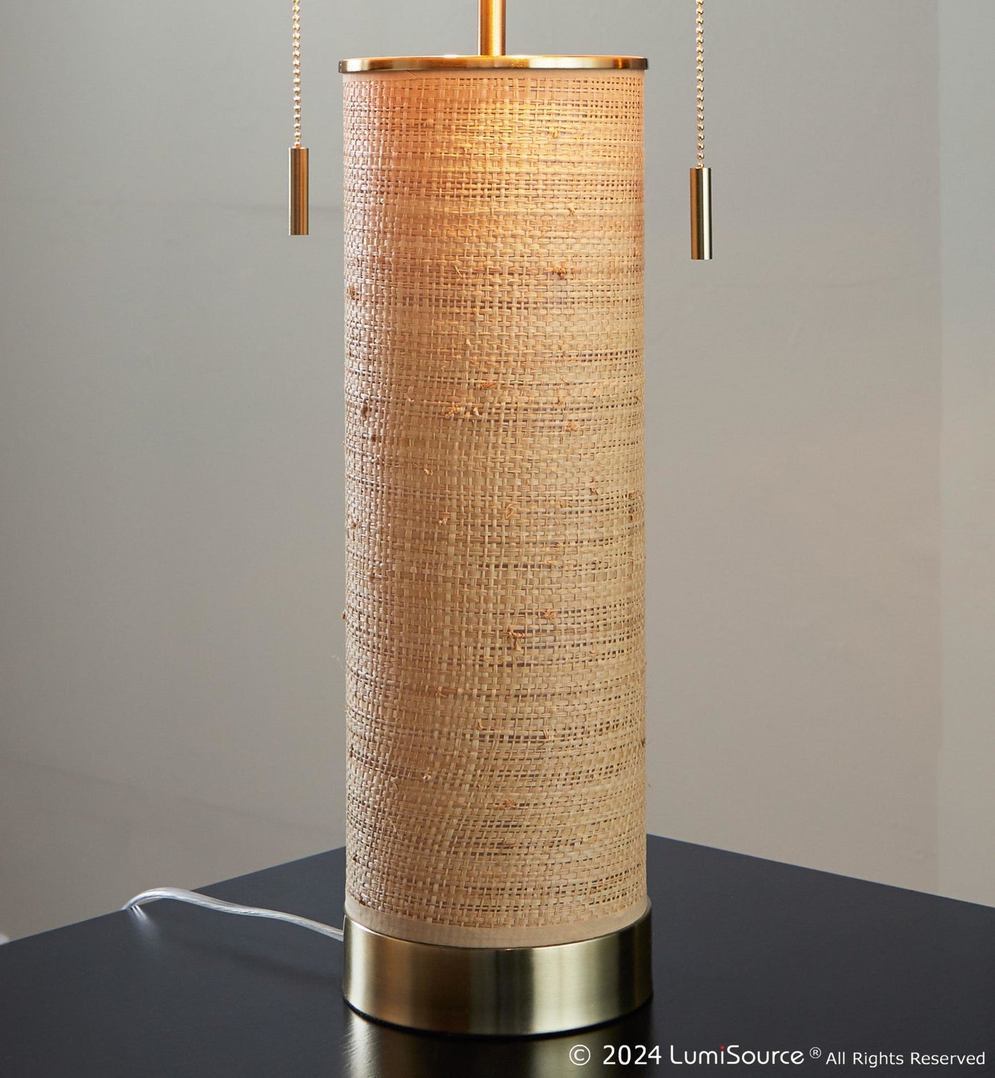 Lumisource Cylinder Rattan 29" Table Lamp