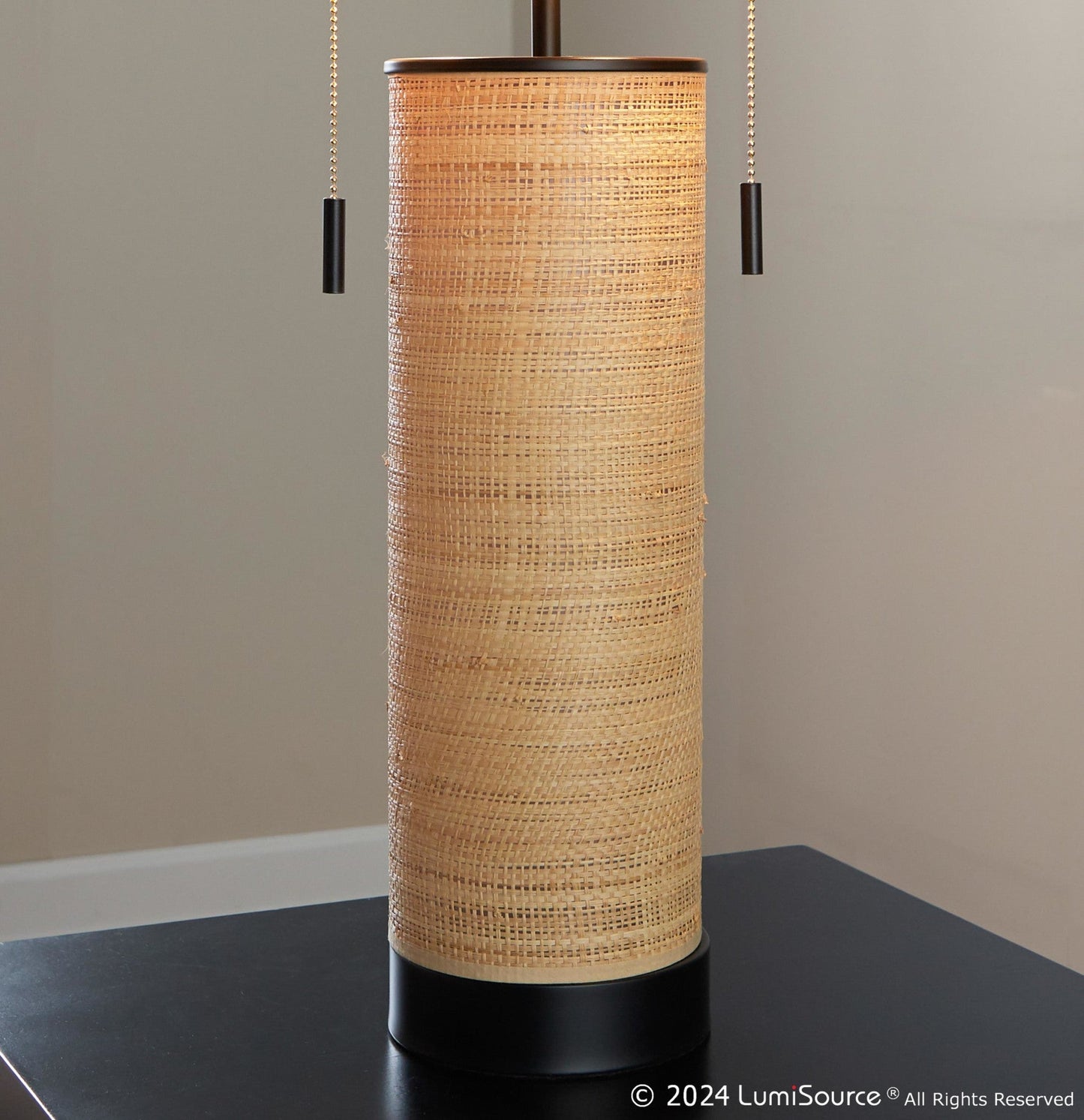 Lumisource Cylinder Rattan 29" Table Lamp