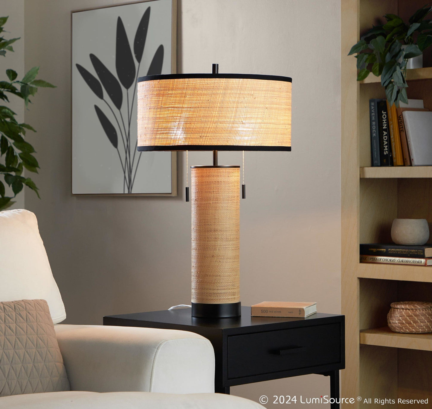 Lumisource Cylinder Rattan 29" Table Lamp