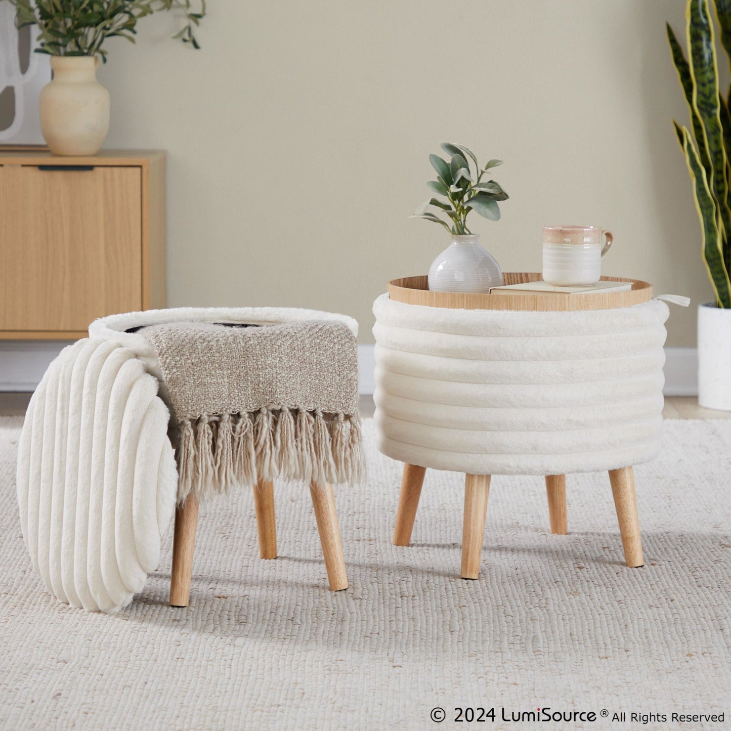 Majestic Office Furniture Plush Storage Ottoman Set