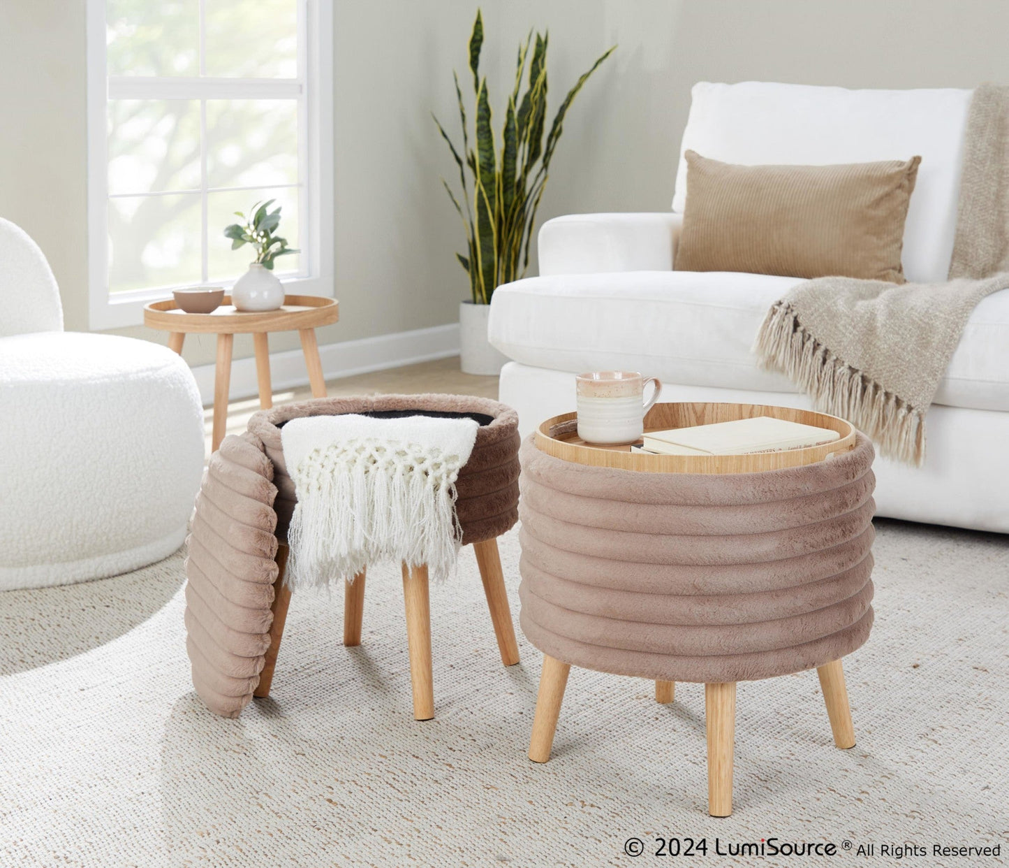 Majestic Office Furniture Plush Storage Ottoman Set
