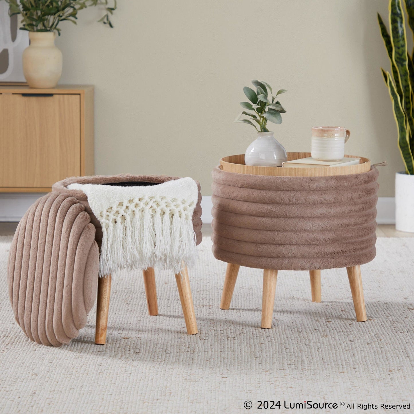 Majestic Office Furniture Plush Storage Ottoman Set