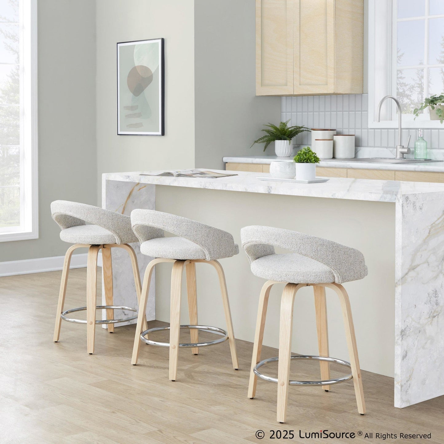 Majestic Office Furniture Upholstered 24" Fixed-Height Counter Stool - Set of 2