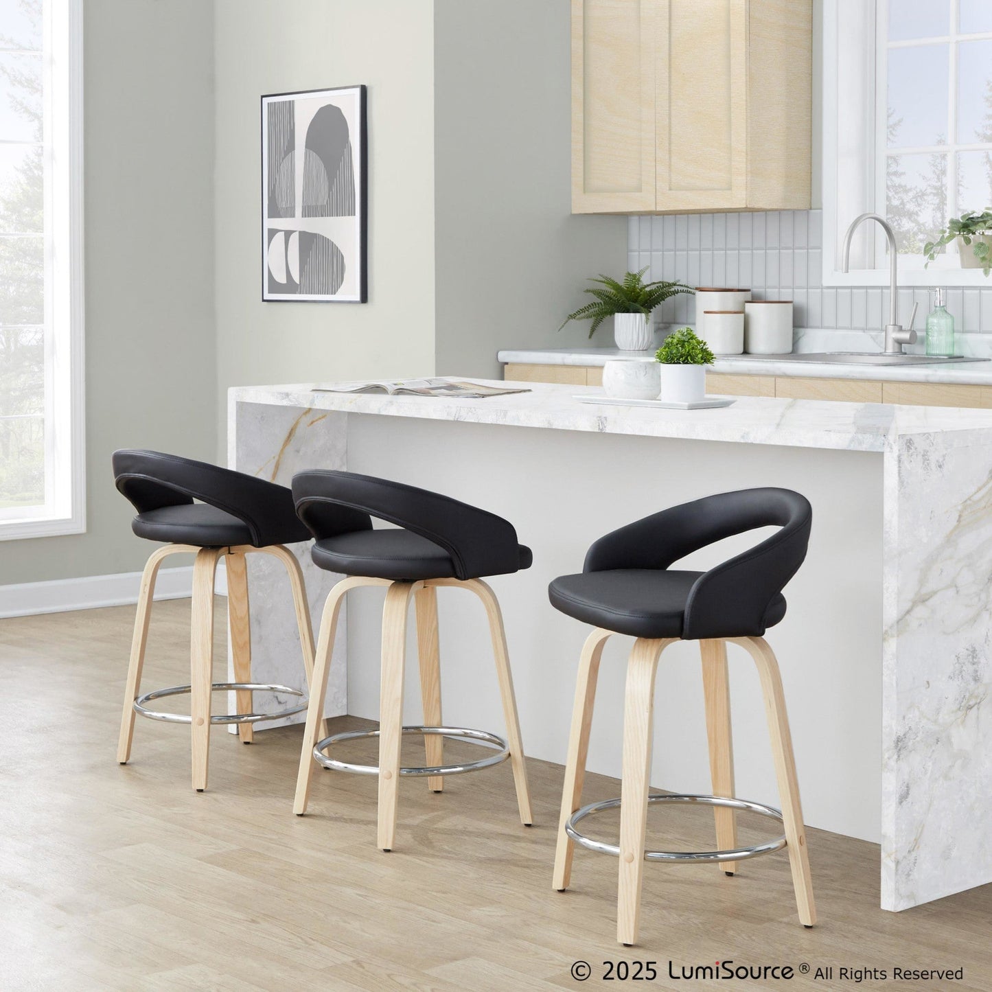 Majestic Office Furniture Upholstered 24" Fixed-Height Counter Stool - Set of 2