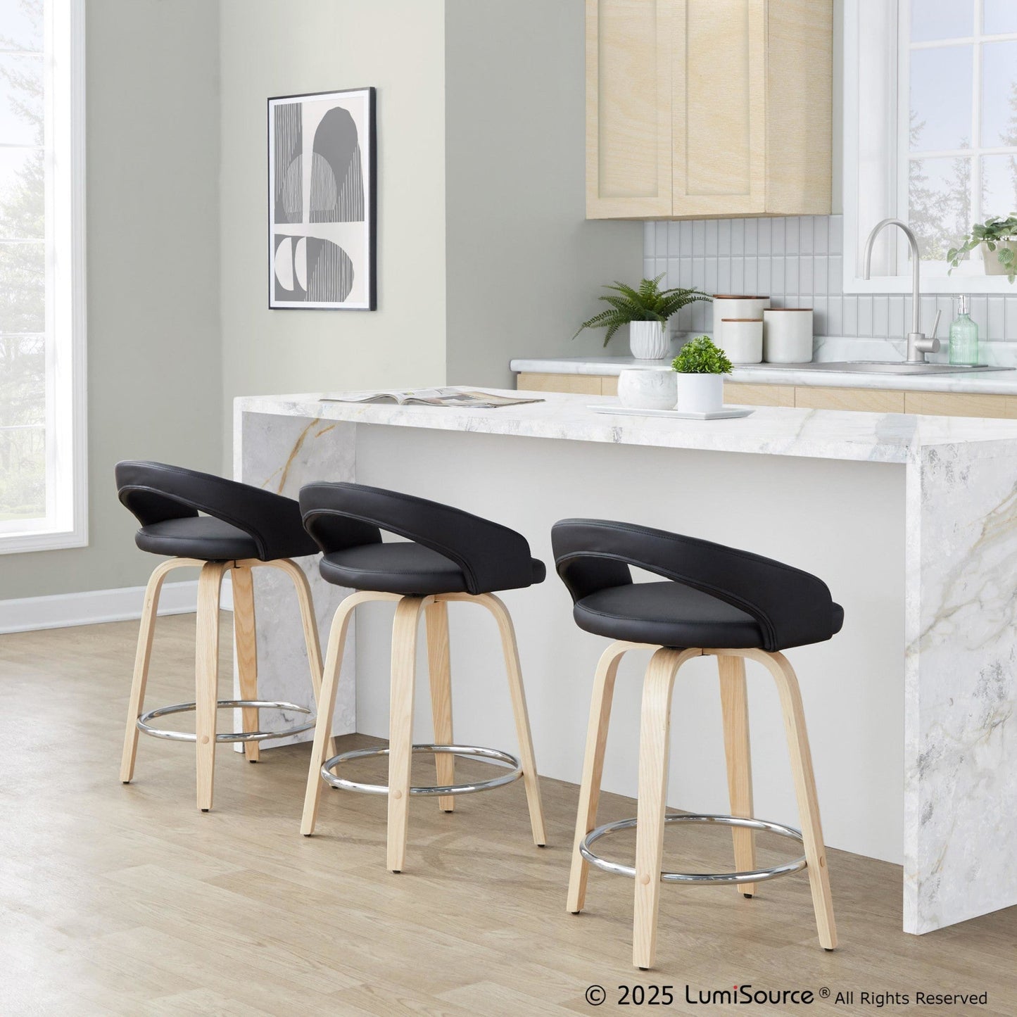 Majestic Office Furniture Upholstered 24" Fixed-Height Counter Stool - Set of 2