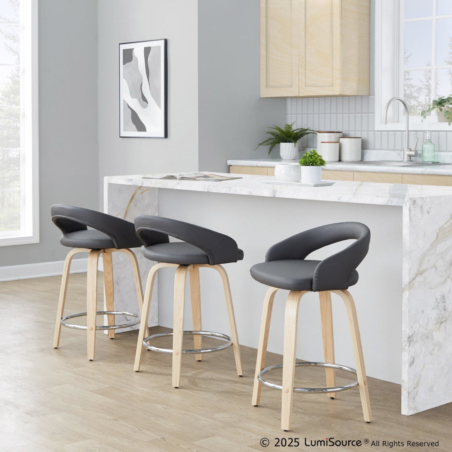 Majestic Office Furniture Upholstered 24" Fixed-Height Counter Stool - Set of 2