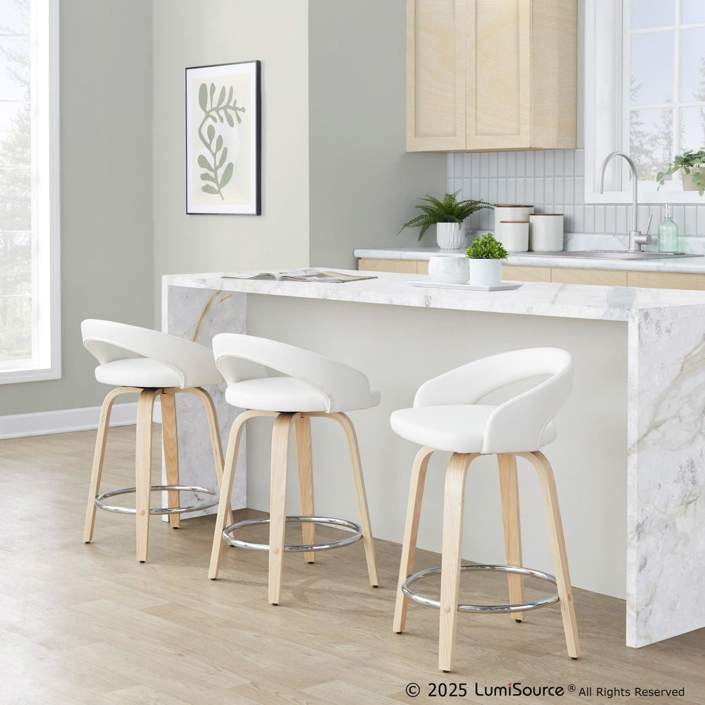 Majestic Office Furniture Upholstered 24" Fixed-Height Counter Stool - Set of 2