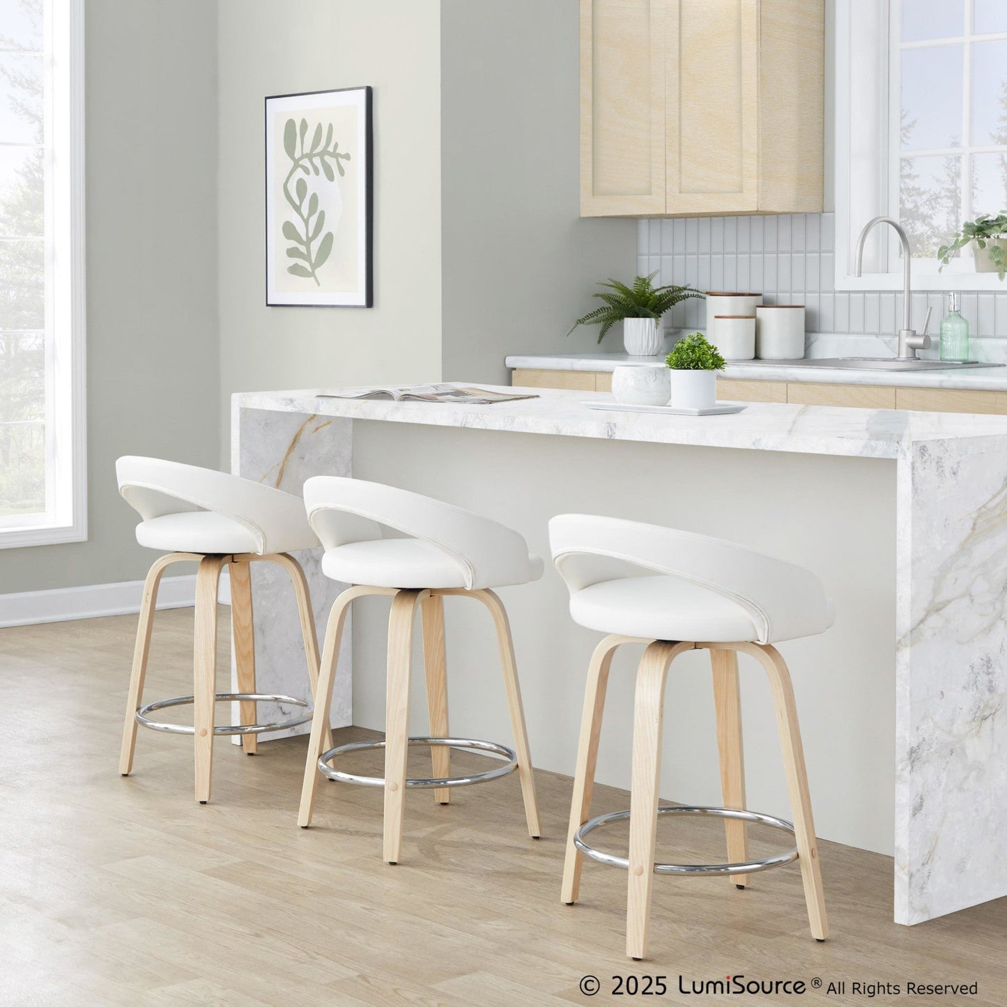 Majestic Office Furniture Upholstered 24" Fixed-Height Counter Stool - Set of 2