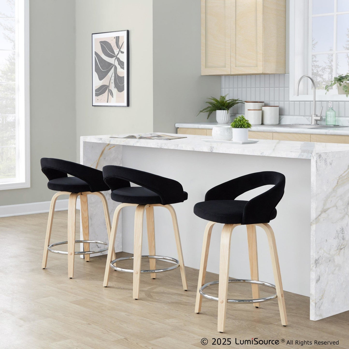 Majestic Office Furniture Upholstered 24" Fixed-Height Counter Stool - Set of 2