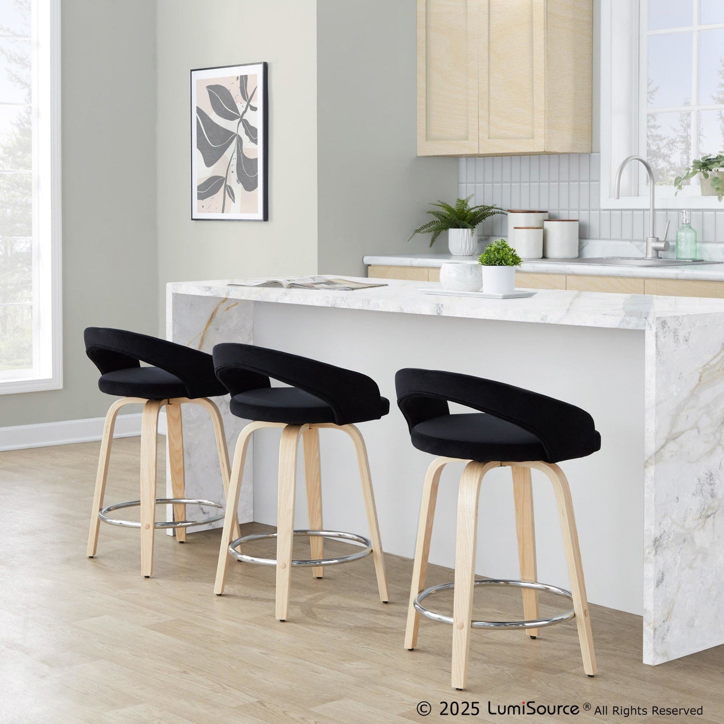 Majestic Office Furniture Upholstered 24" Fixed-Height Counter Stool - Set of 2