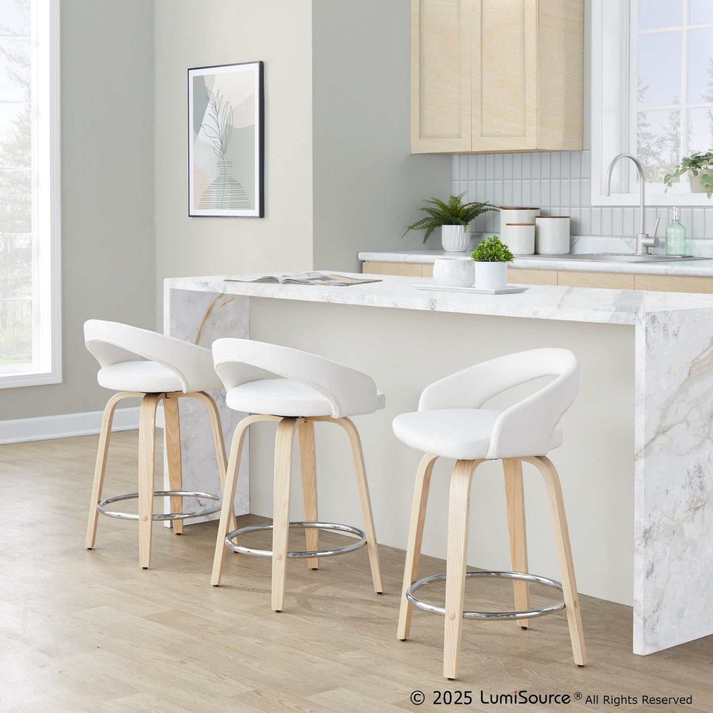 Majestic Office Furniture Upholstered 24" Fixed-Height Counter Stool - Set of 2