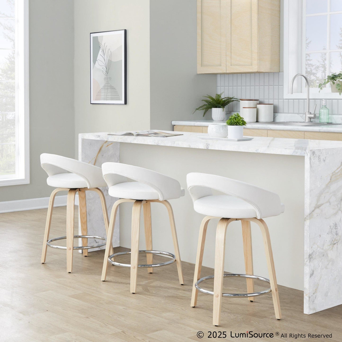 Majestic Office Furniture Upholstered 24" Fixed-Height Counter Stool - Set of 2