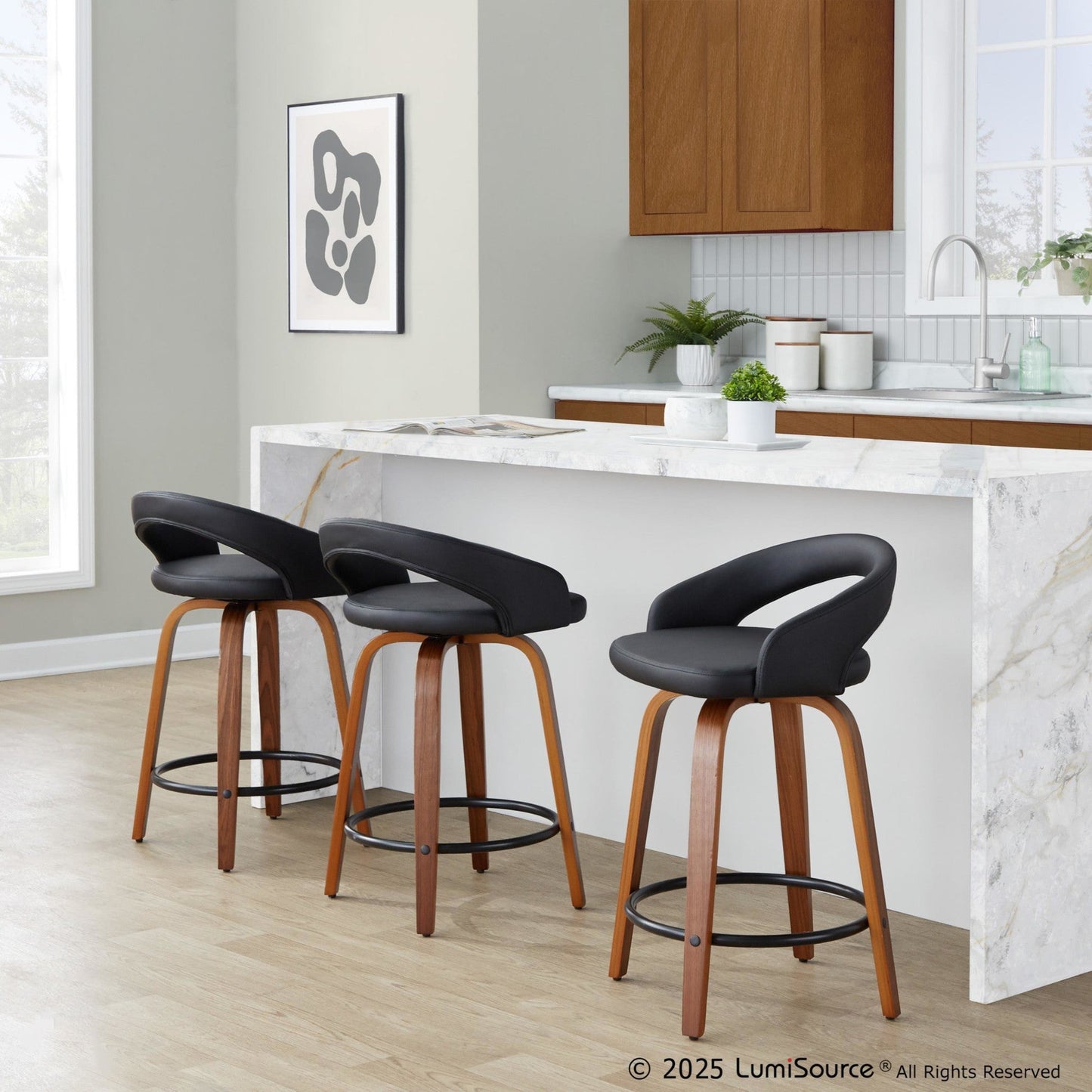 Majestic Office Furniture Upholstered 24" Fixed-Height Counter Stool - Set of 2