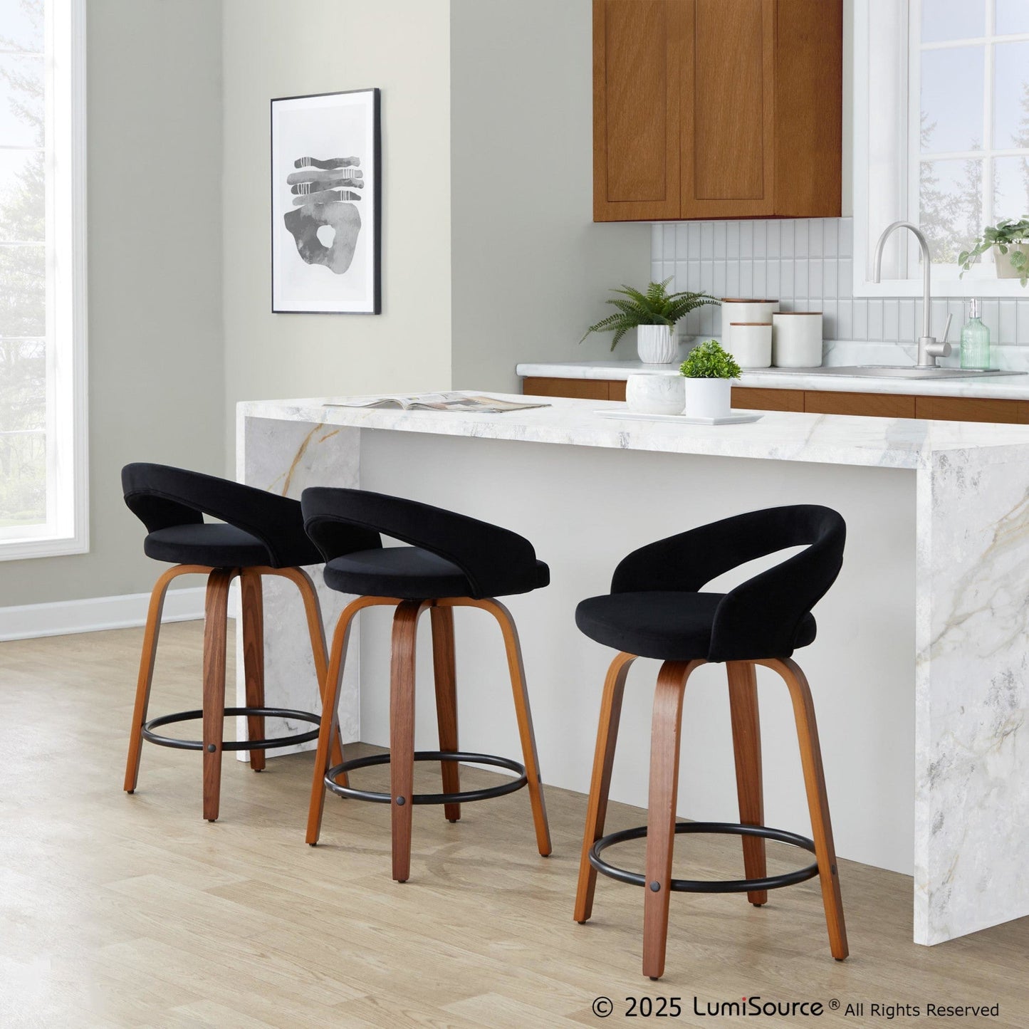Majestic Office Furniture Upholstered 24" Fixed-Height Counter Stool - Set of 2