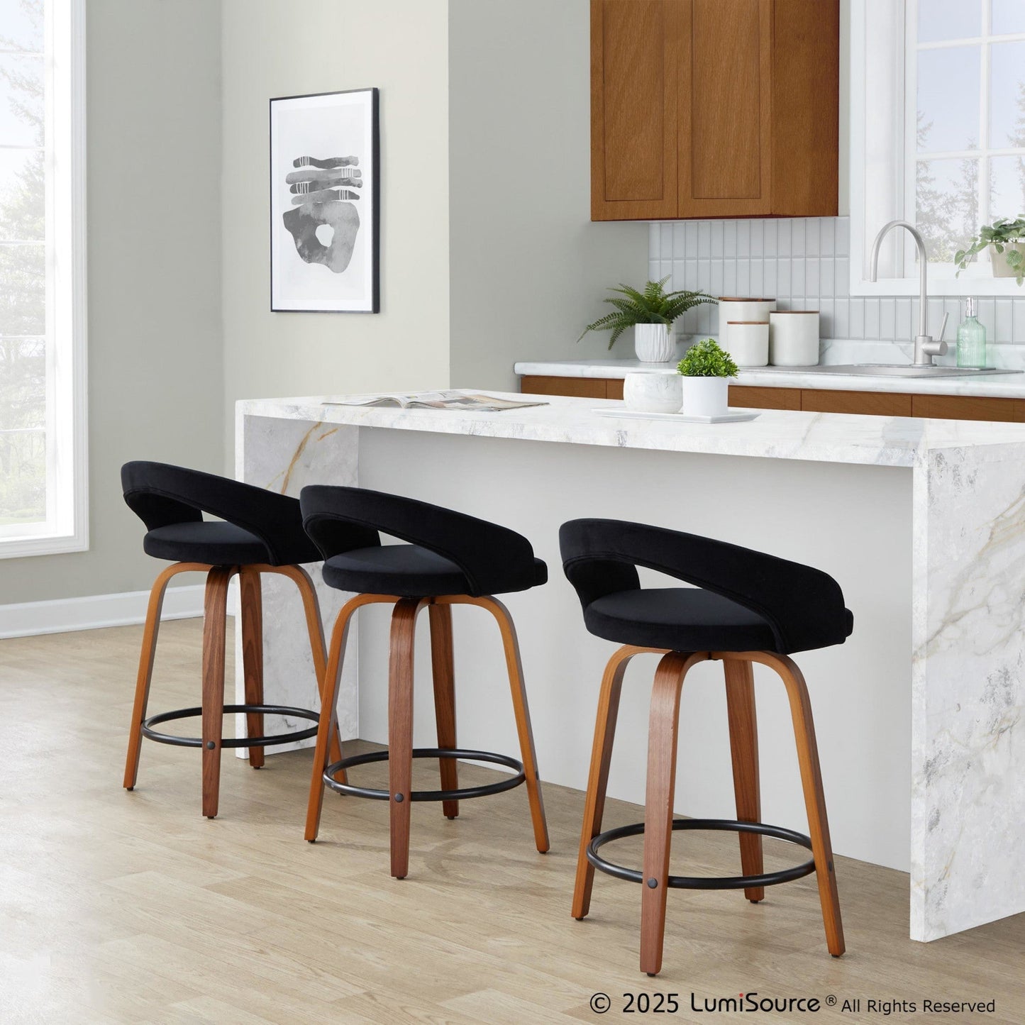 Majestic Office Furniture Upholstered 24" Fixed-Height Counter Stool - Set of 2