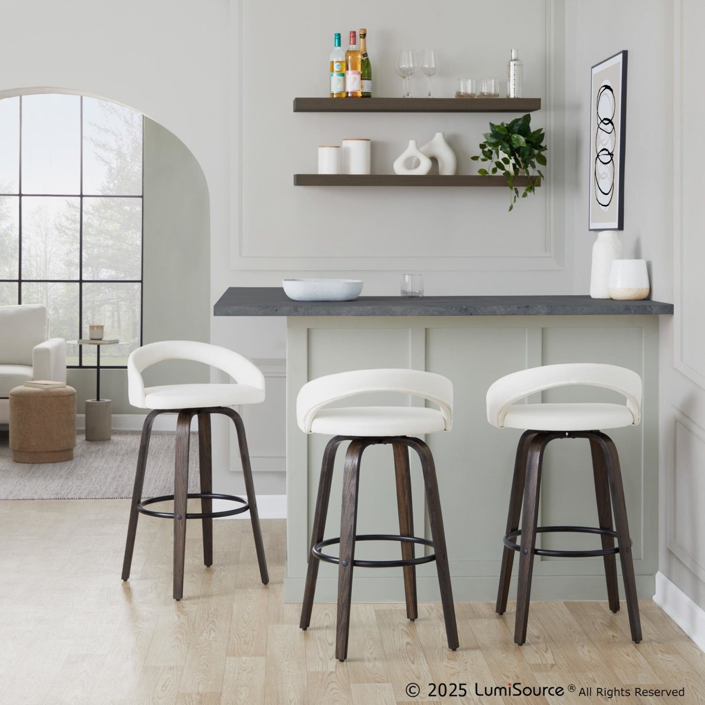 Majestic Office Furniture Upholstered 30" Fixed-Height Barstool - Set of 2
