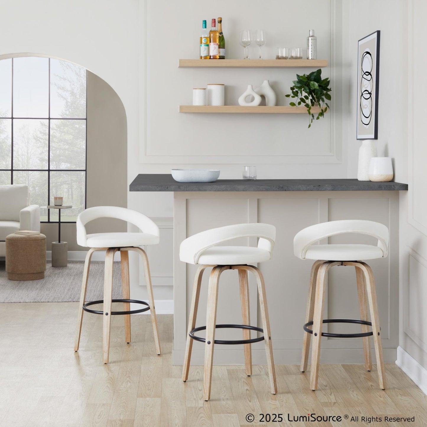 Majestic Office Furniture Upholstered 30" Fixed-Height Barstool - Set of 2