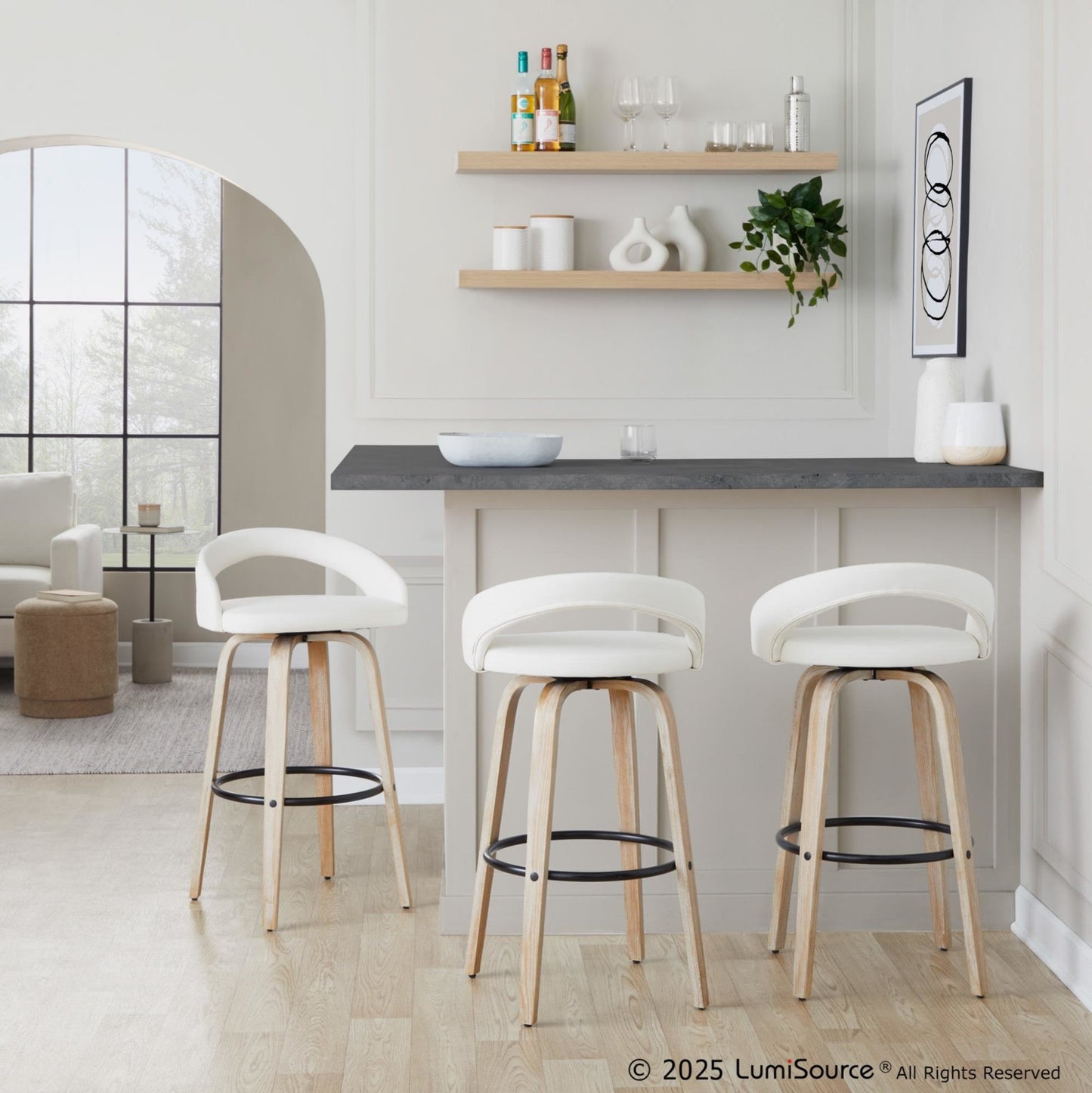 Majestic Office Furniture Upholstered 30" Fixed-Height Barstool - Set of 2