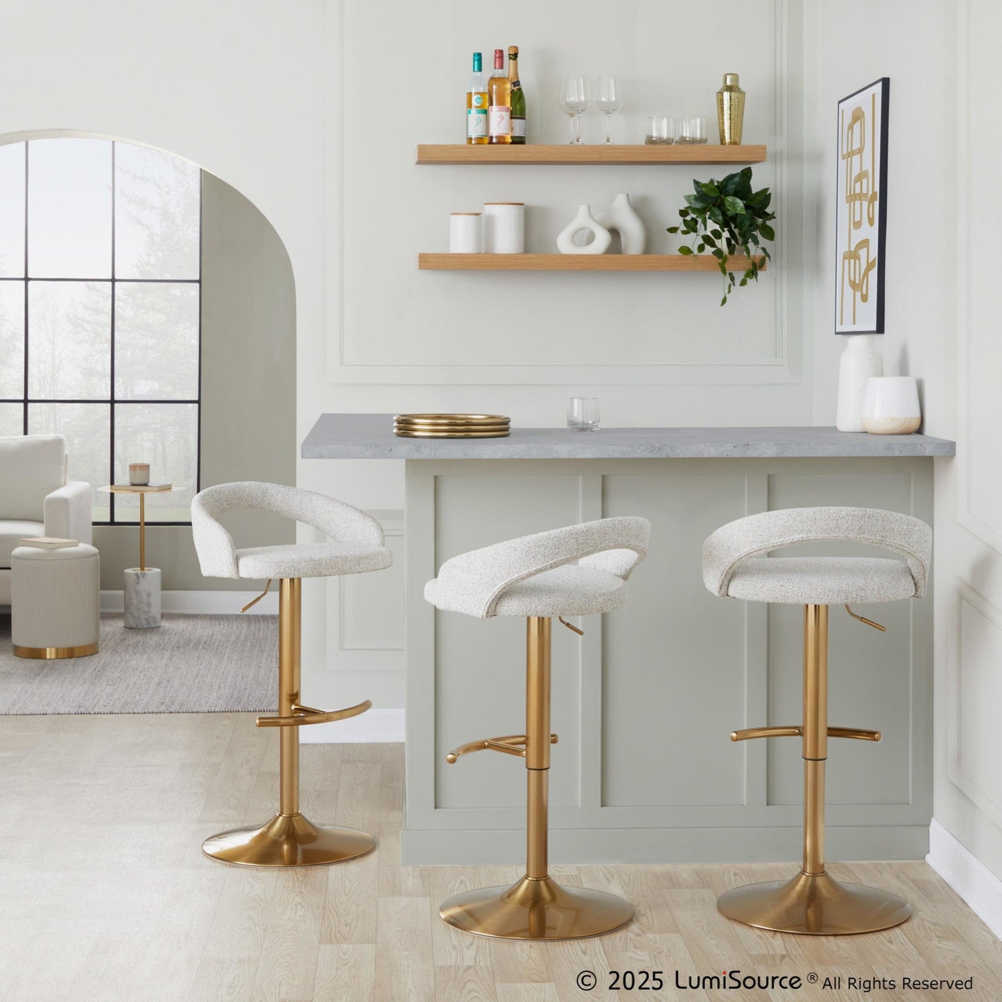 Majestic Office Furniture Upholstered Adjustable Barstool - Set of 2