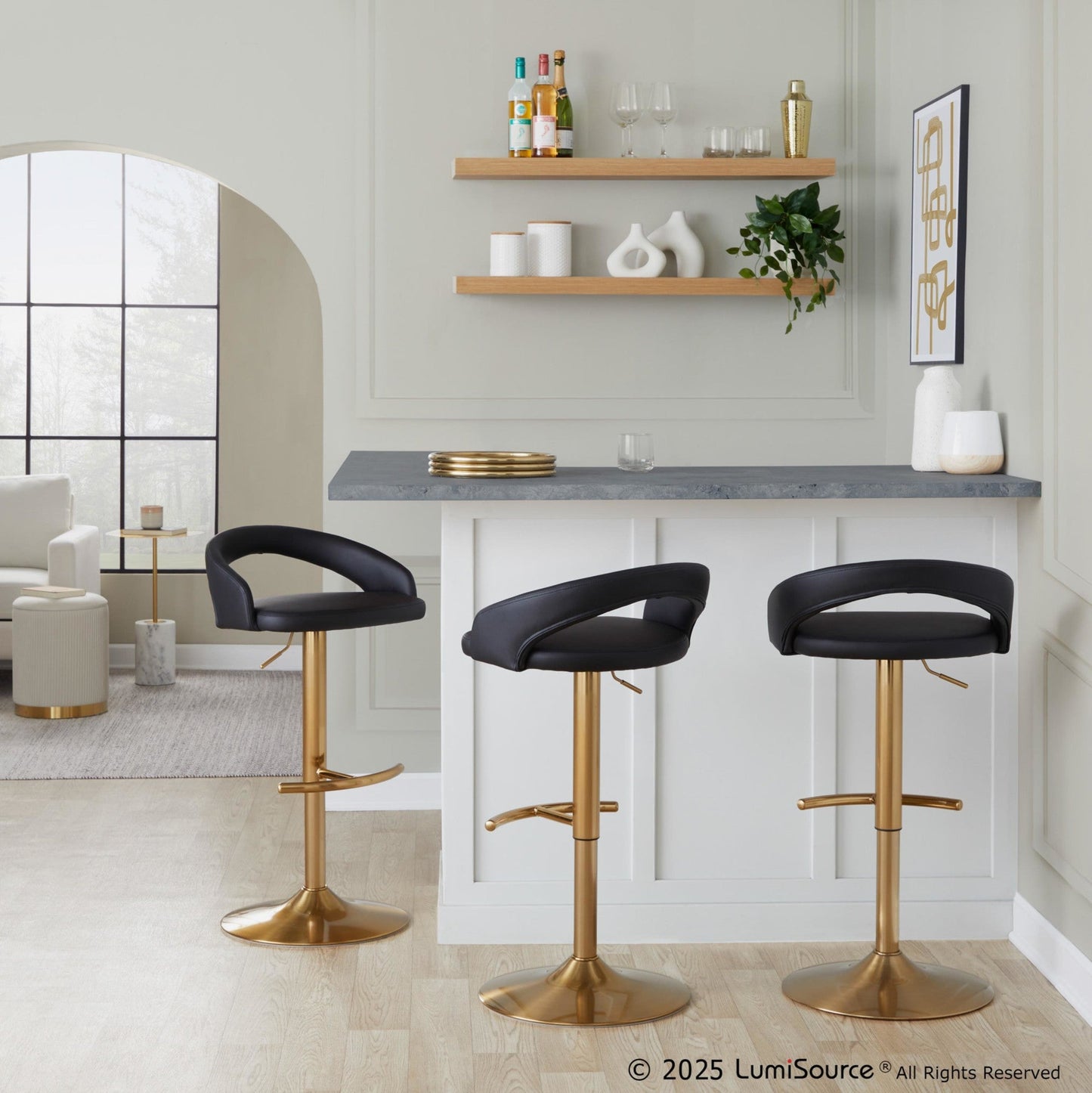 Majestic Office Furniture Upholstered Adjustable Barstool - Set of 2