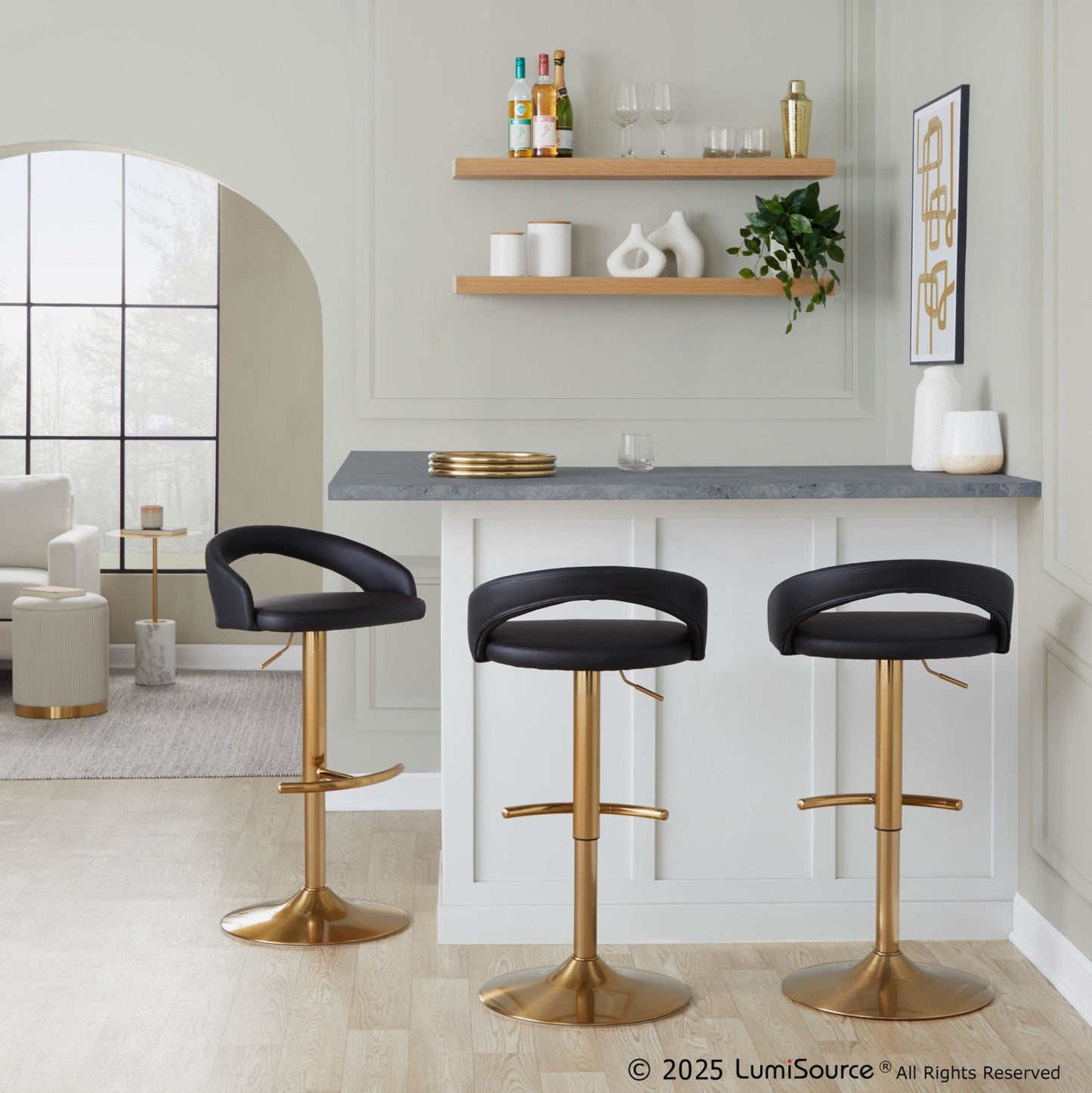 Majestic Office Furniture Upholstered Adjustable Barstool - Set of 2