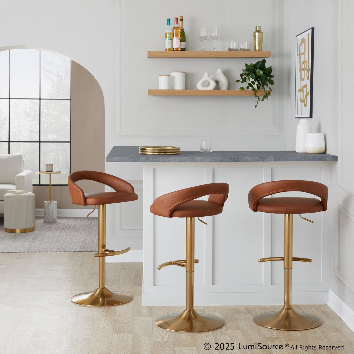 Majestic Office Furniture Upholstered Adjustable Barstool - Set of 2