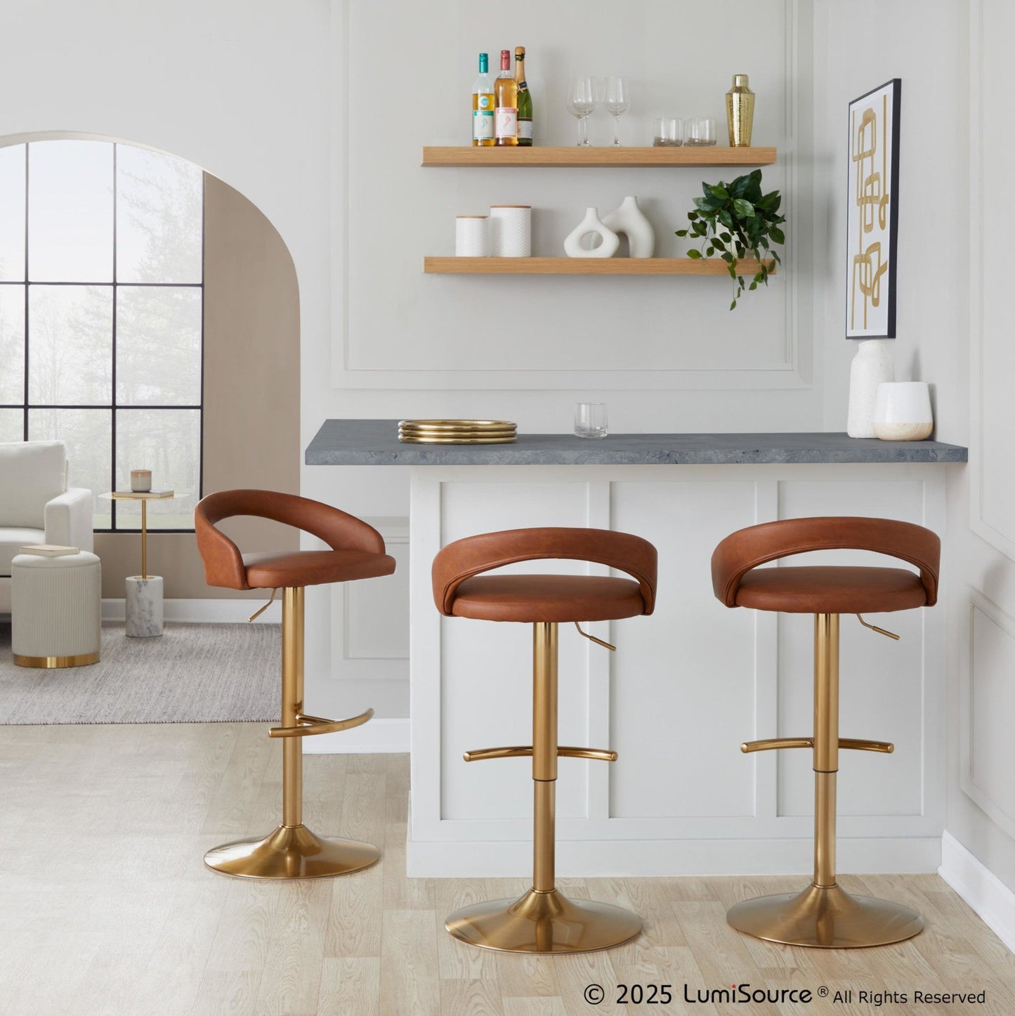 Majestic Office Furniture Upholstered Adjustable Barstool - Set of 2