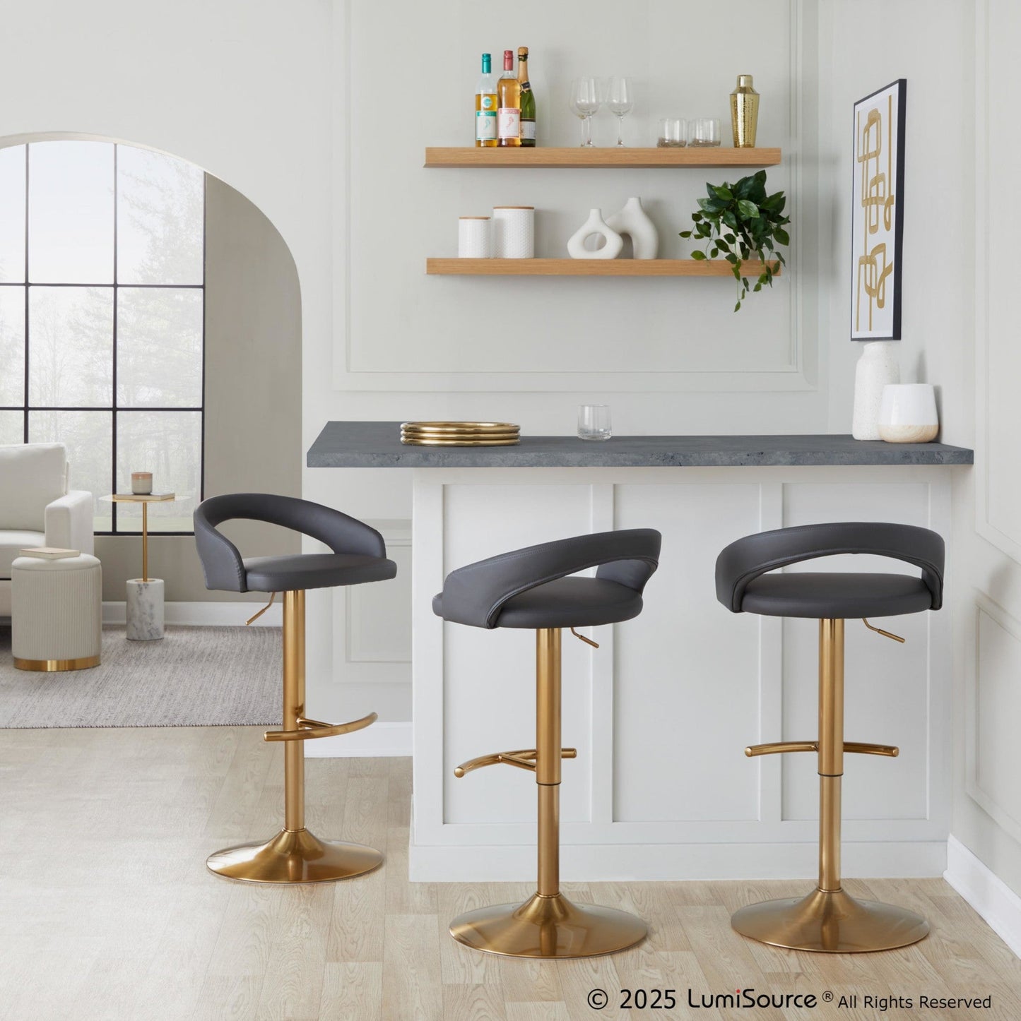Majestic Office Furniture Upholstered Adjustable Barstool - Set of 2