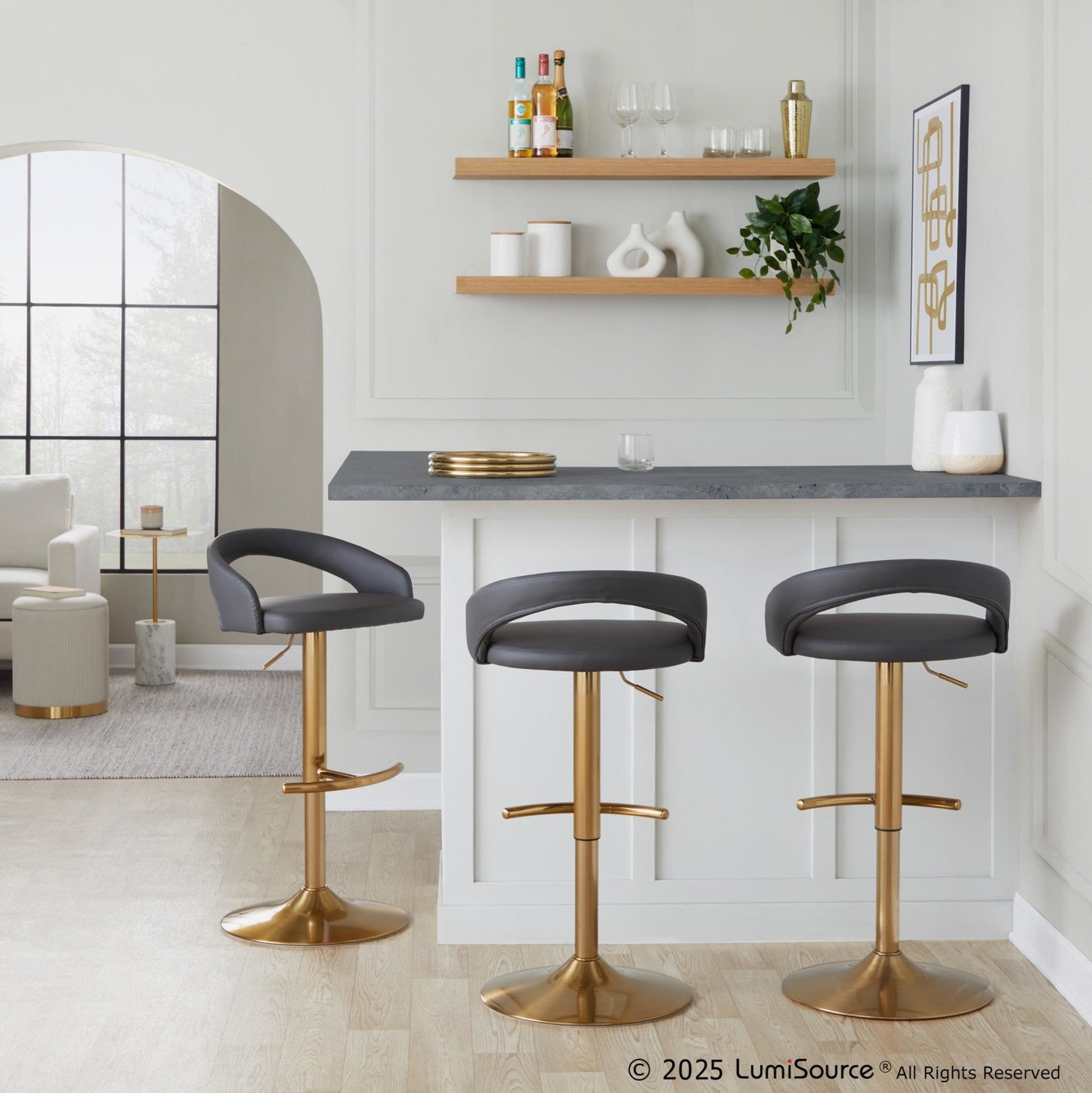 Majestic Office Furniture Upholstered Adjustable Barstool - Set of 2