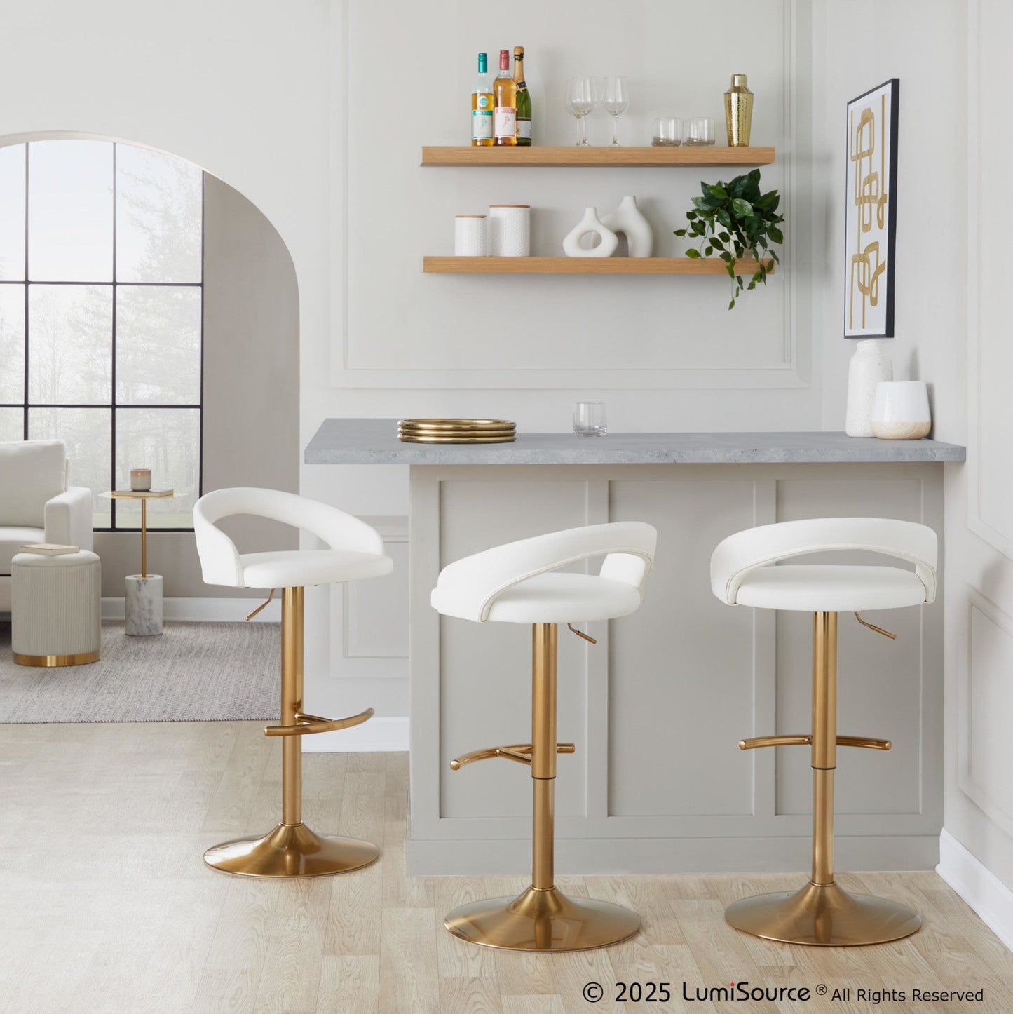 Majestic Office Furniture Upholstered Adjustable Barstool - Set of 2