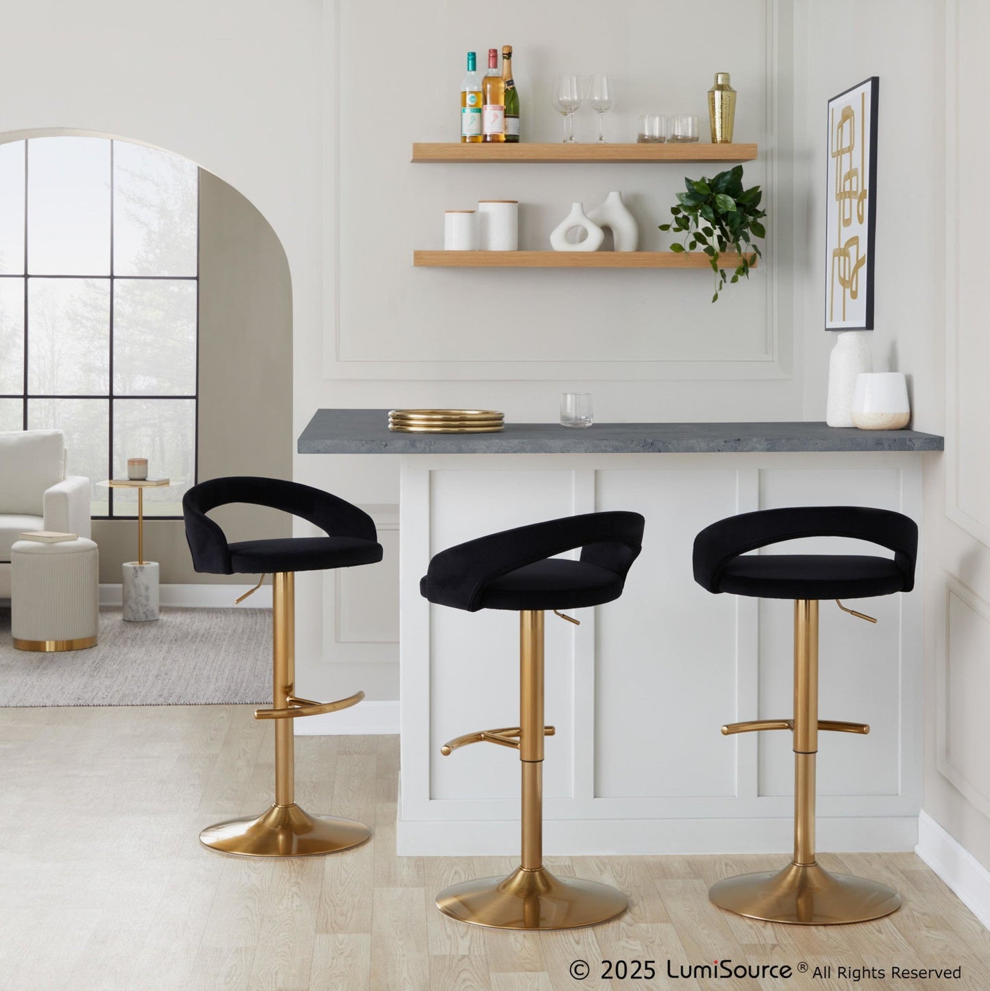 Majestic Office Furniture Upholstered Adjustable Barstool - Set of 2