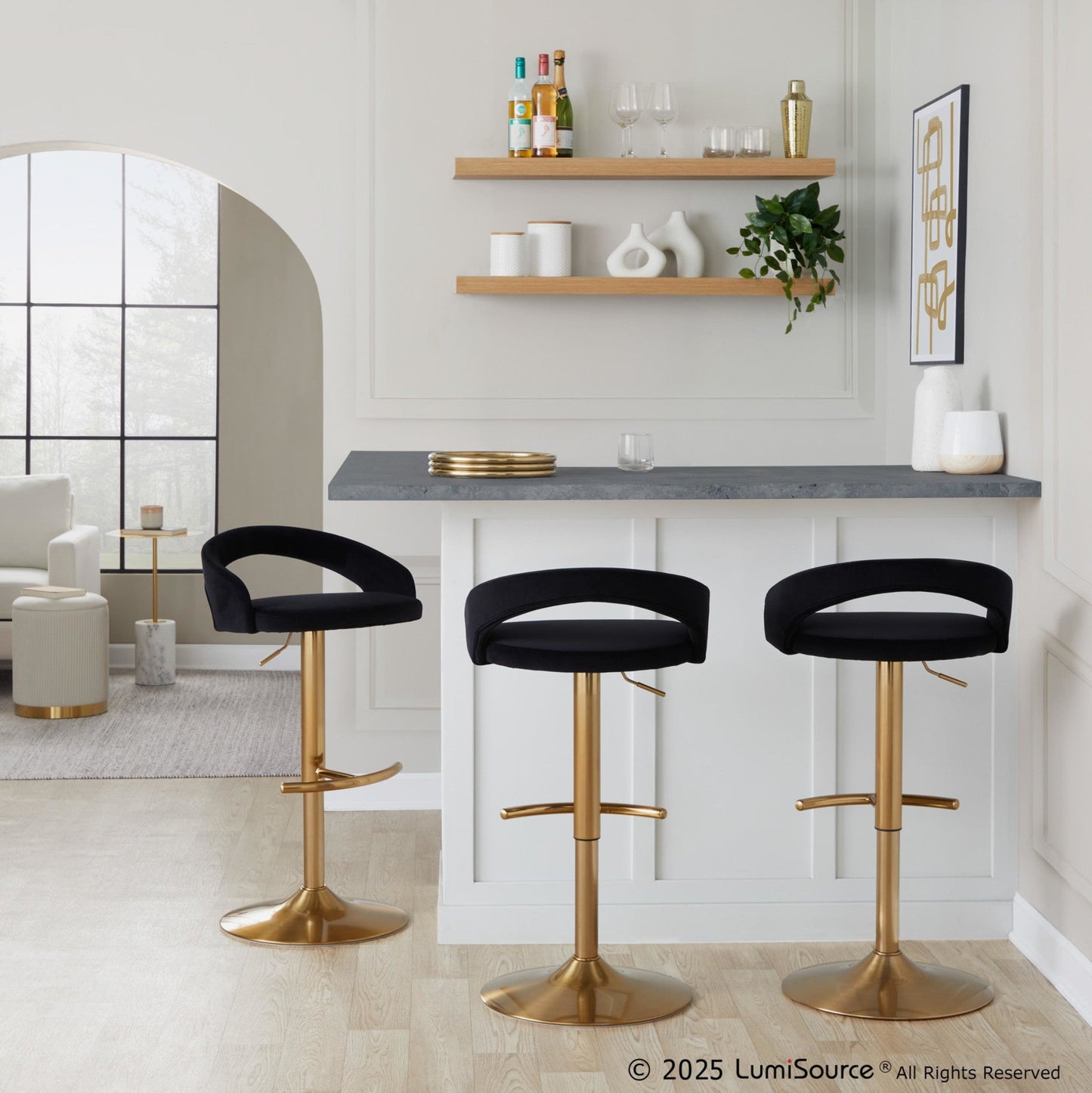 Majestic Office Furniture Upholstered Adjustable Barstool - Set of 2