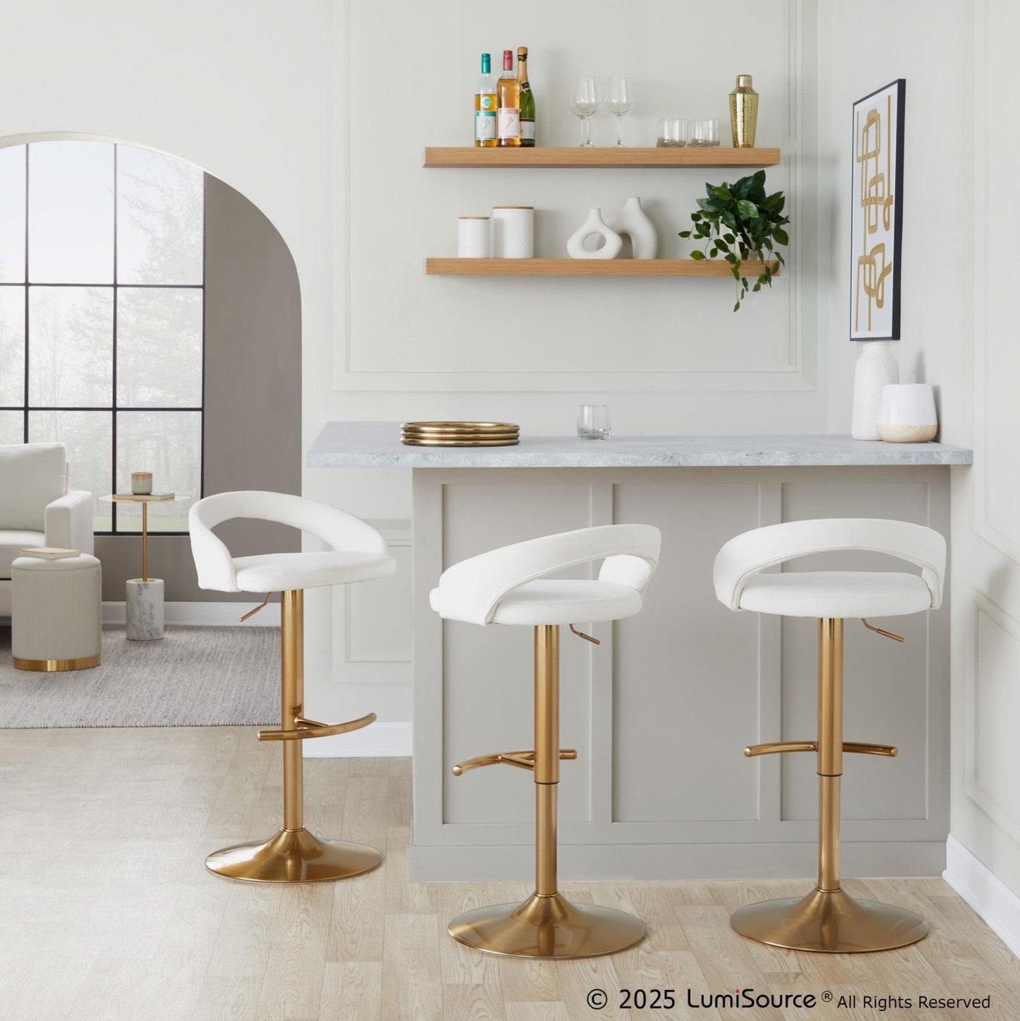 Majestic Office Furniture Upholstered Adjustable Barstool - Set of 2