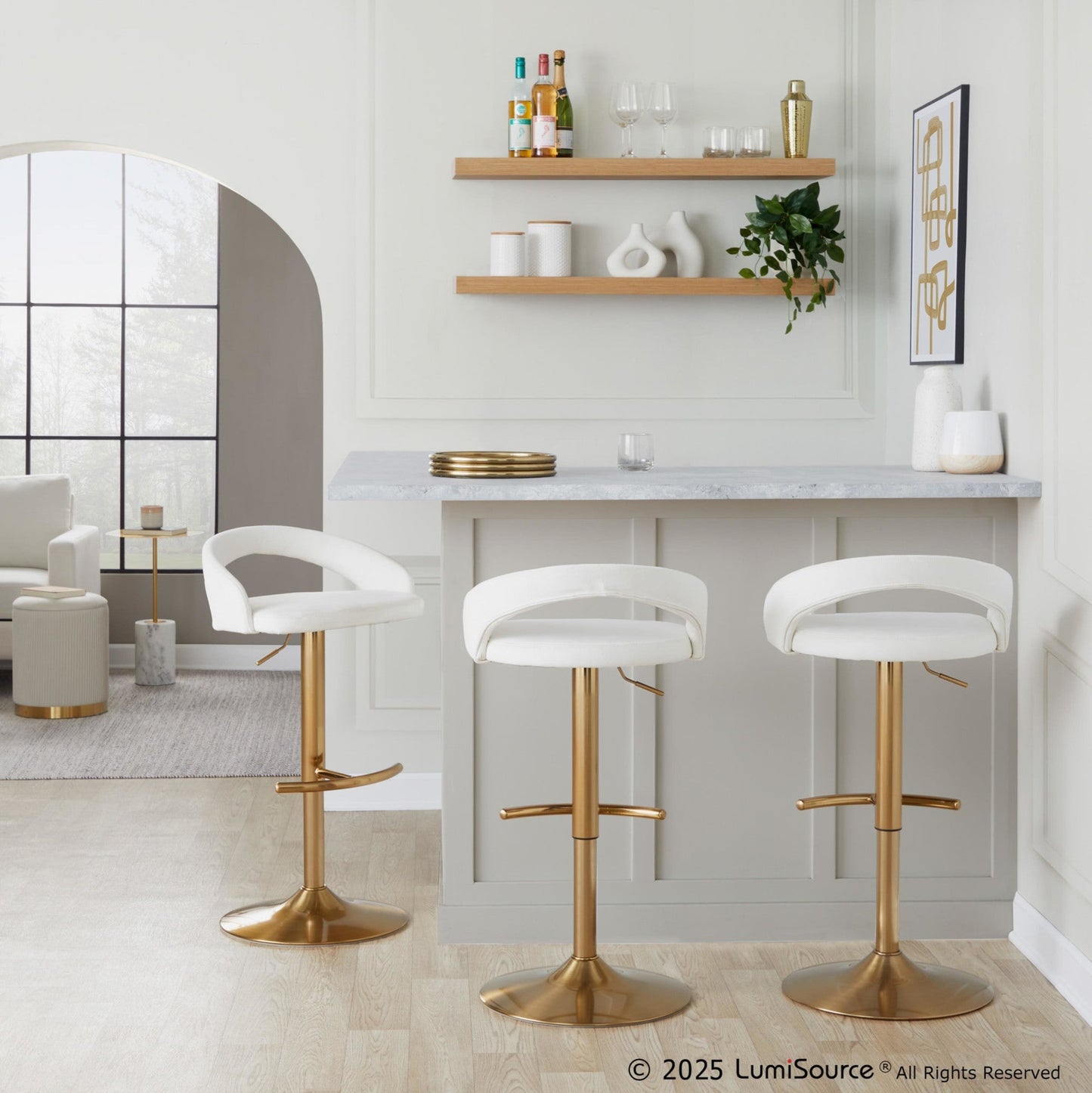 Majestic Office Furniture Upholstered Adjustable Barstool - Set of 2