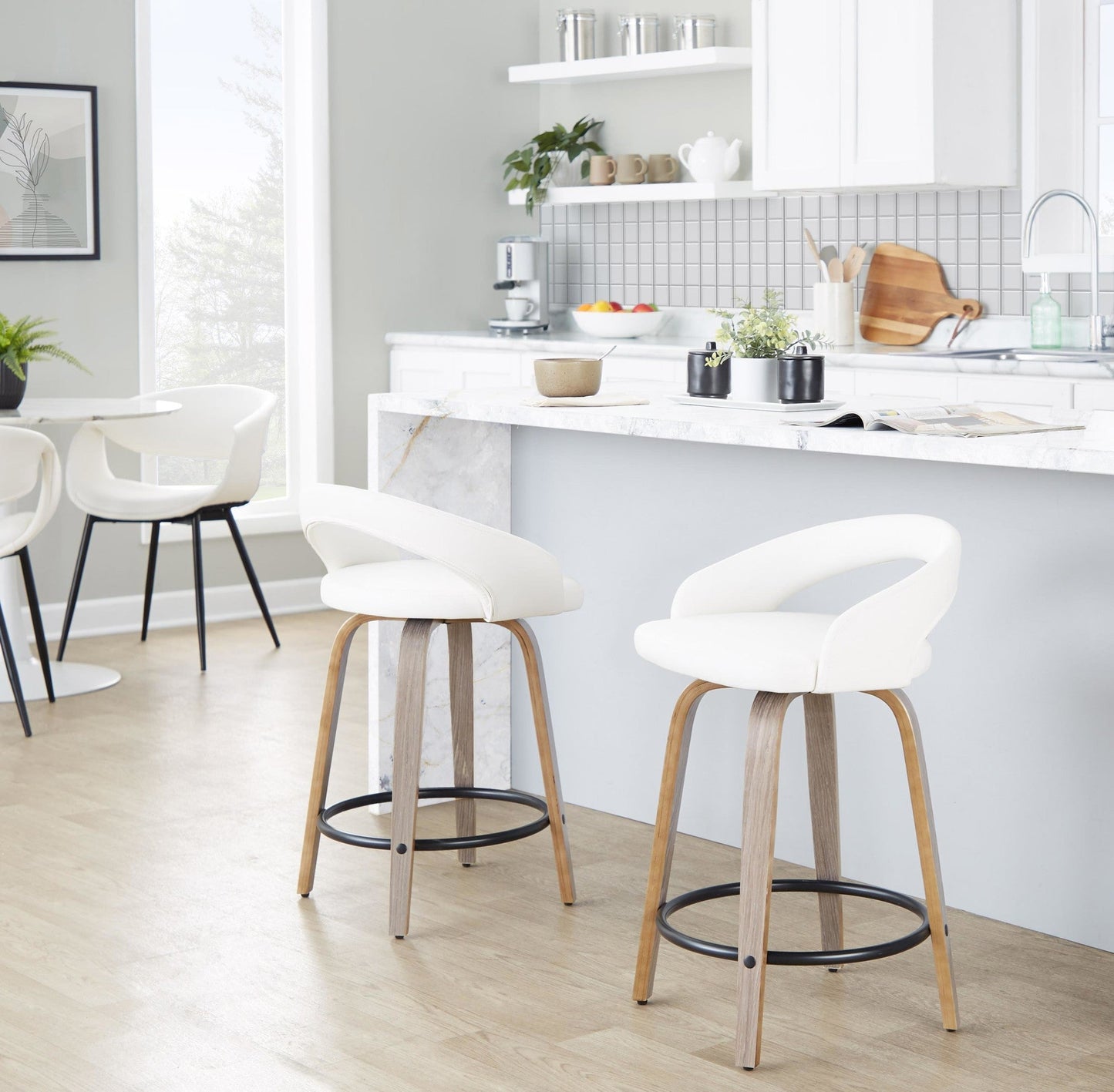 Majestic Office Furniture Upholstered 24" Fixed-Height Counter Stool - Set of 2