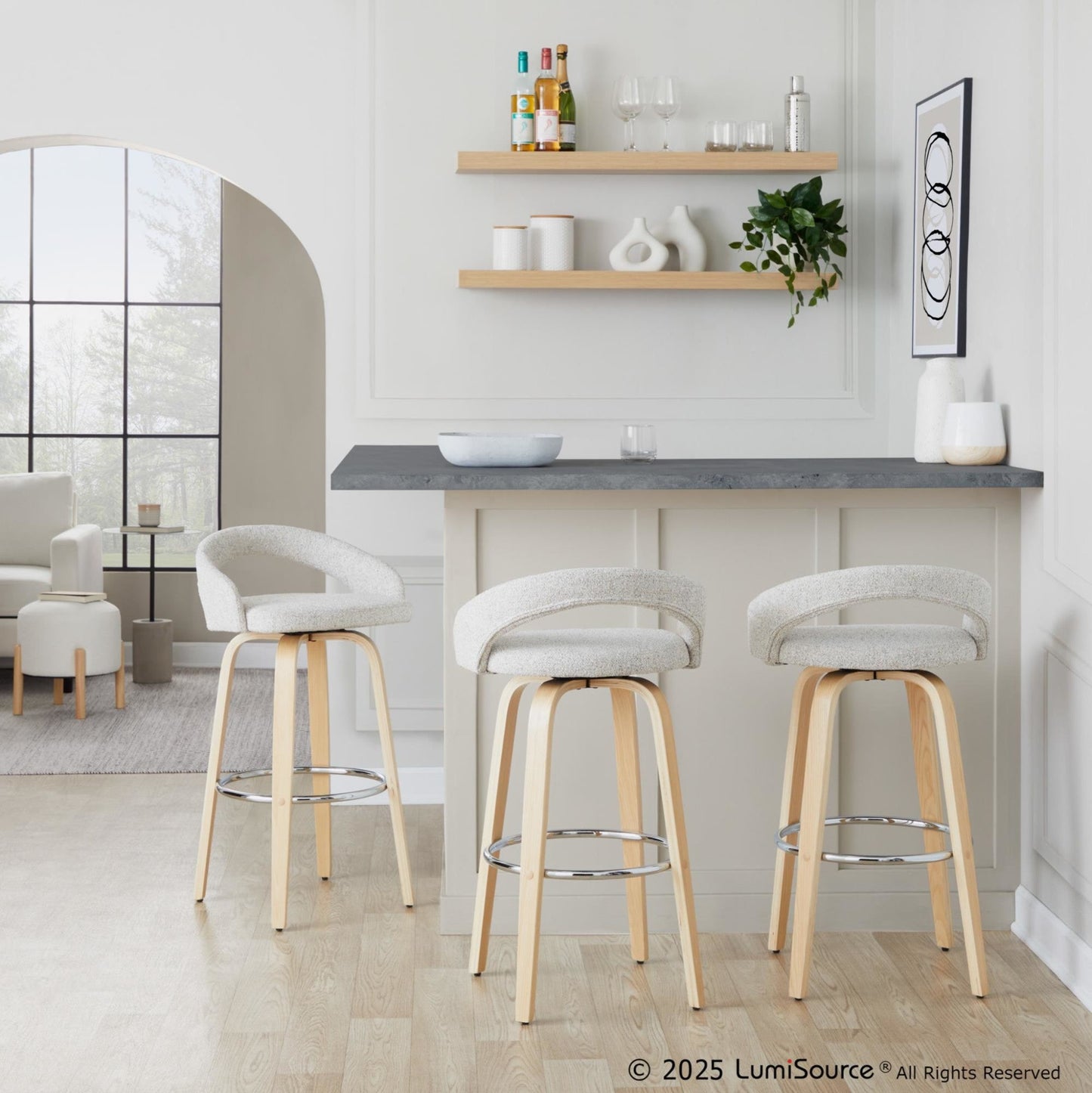 Majestic Office Furniture Upholstered 30" Fixed-Height Barstool - Set of 2