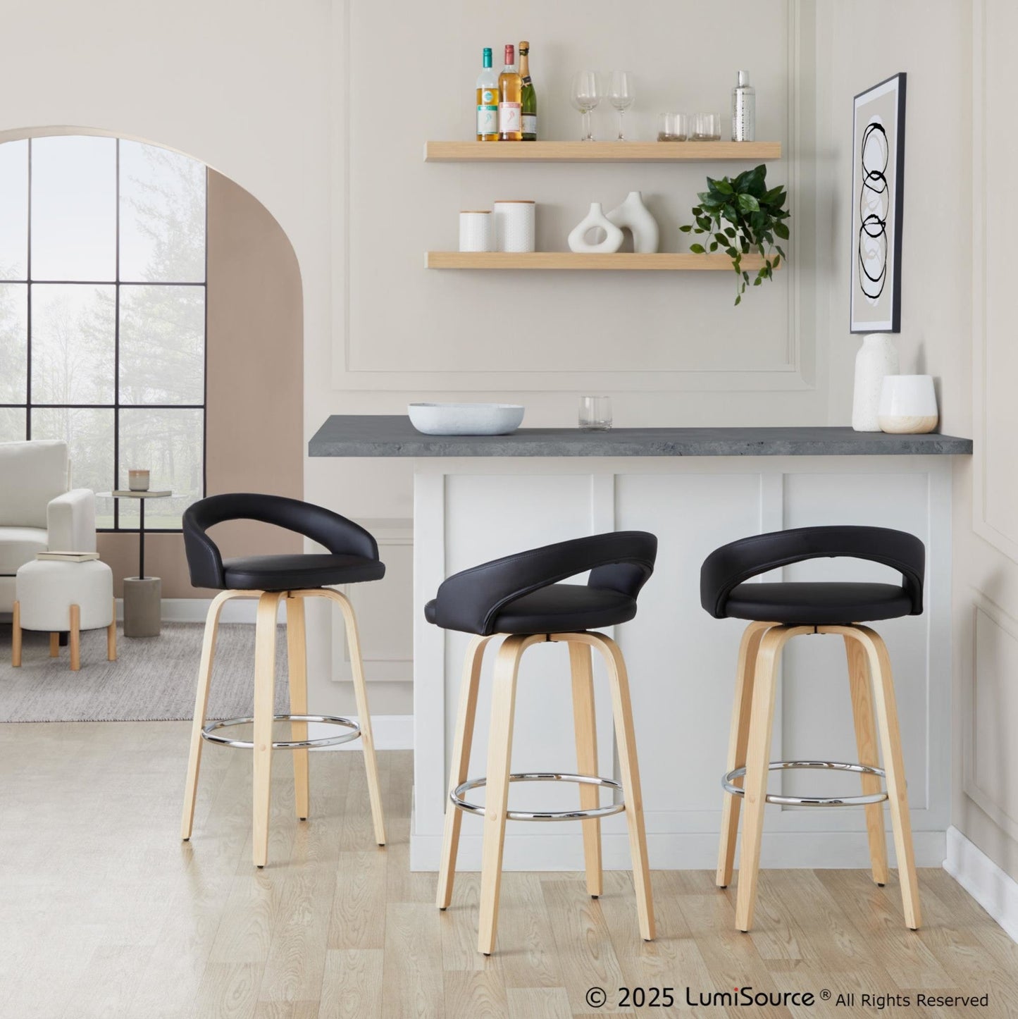 Majestic Office Furniture Upholstered 30" Fixed-Height Barstool - Set of 2