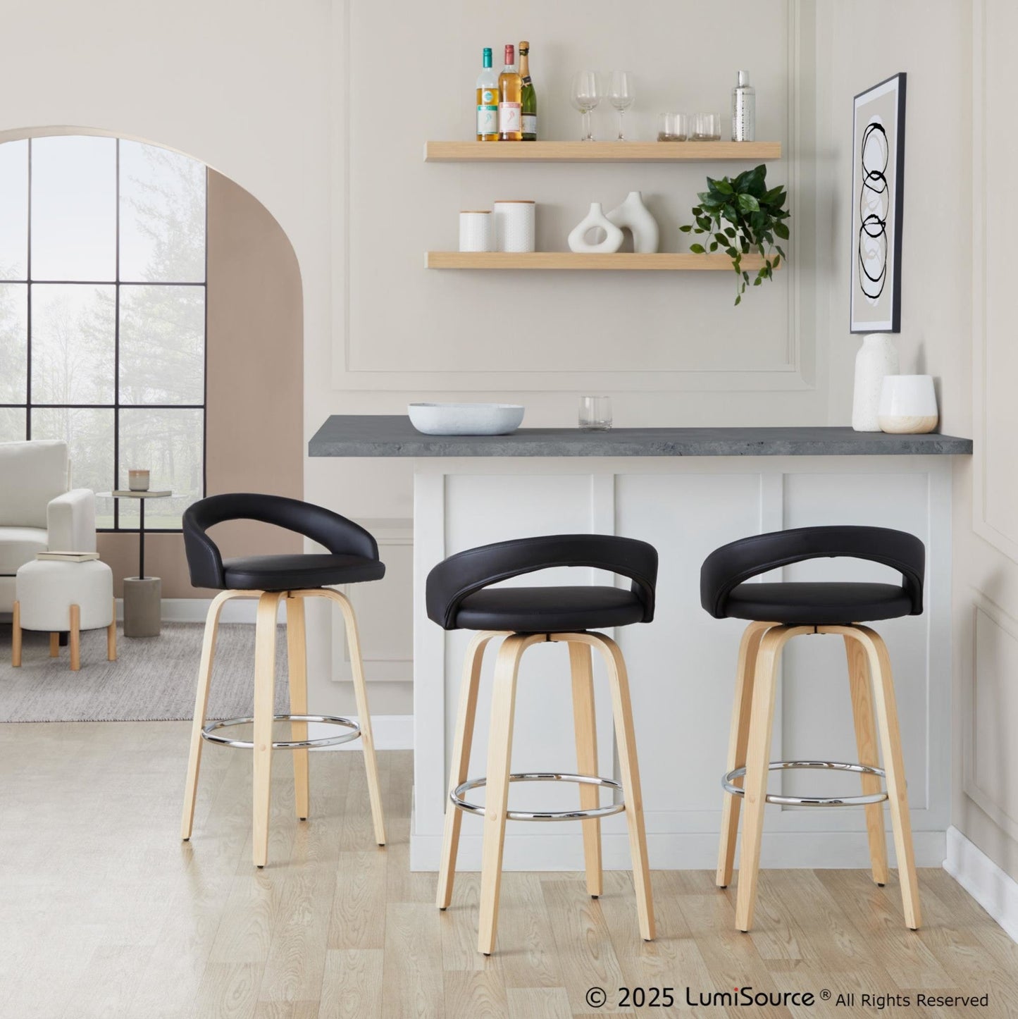 Majestic Office Furniture Upholstered 30" Fixed-Height Barstool - Set of 2