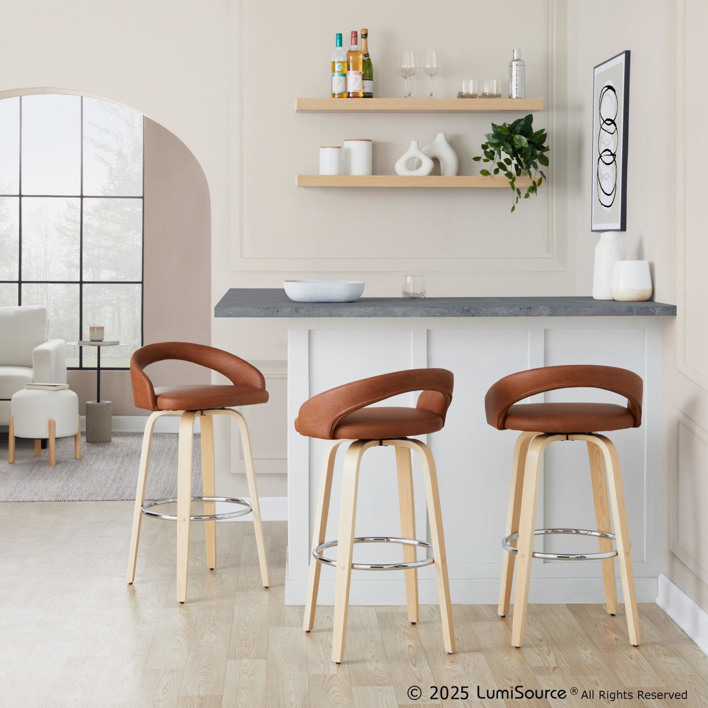 Majestic Office Furniture Upholstered 30" Fixed-Height Barstool - Set of 2