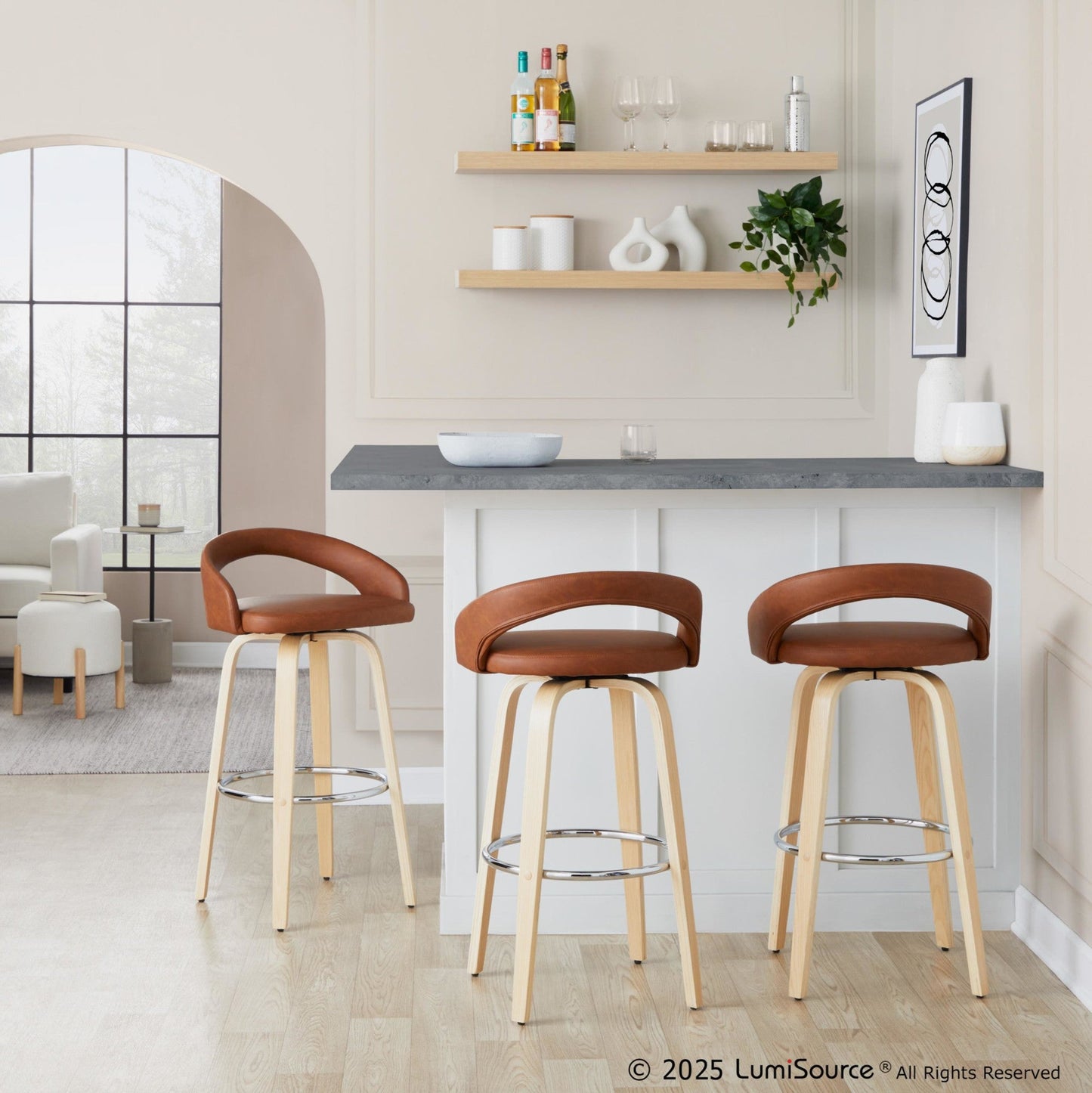 Majestic Office Furniture Upholstered 30" Fixed-Height Barstool - Set of 2