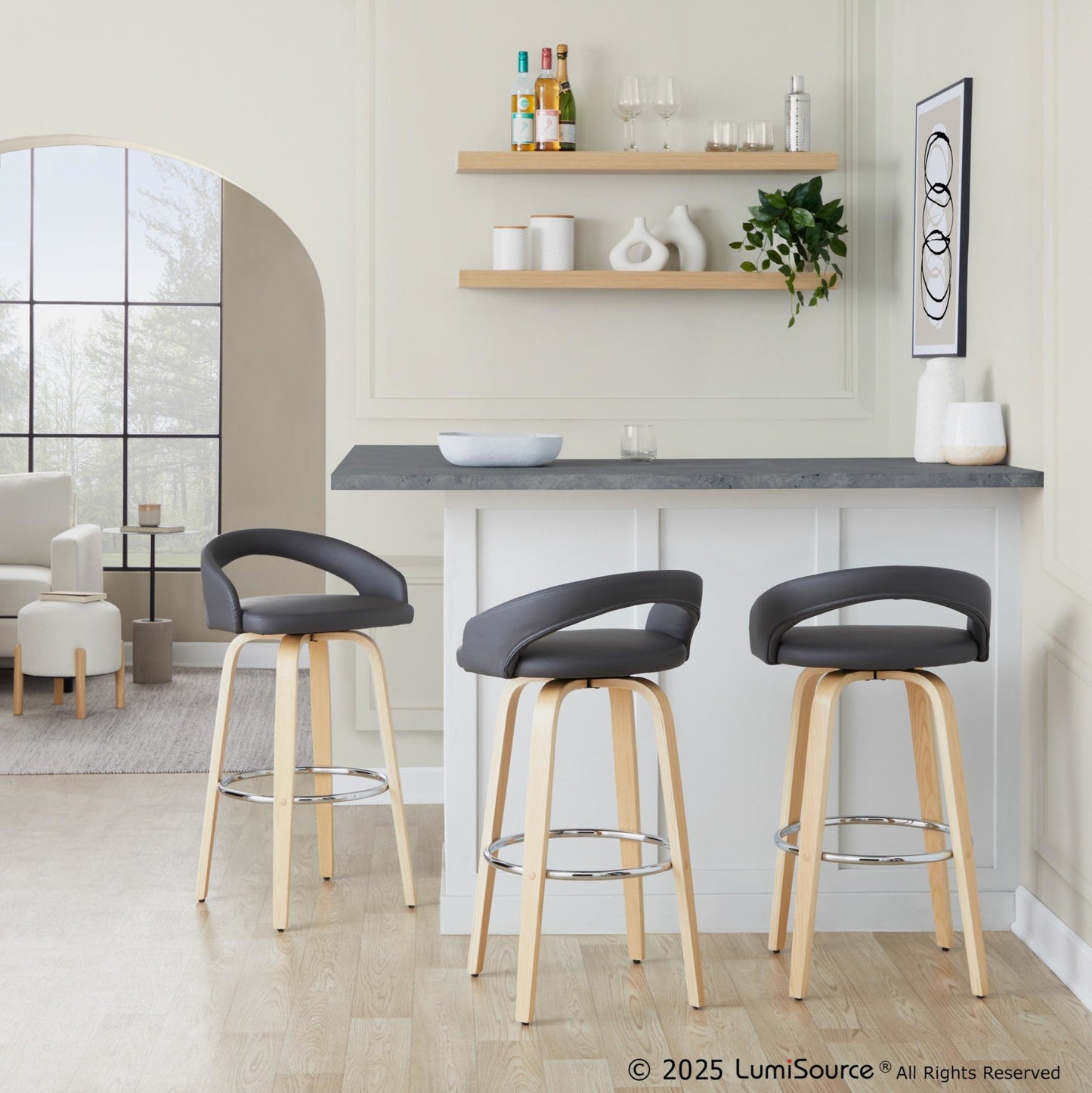 Majestic Office Furniture Upholstered 30" Fixed-Height Barstool - Set of 2