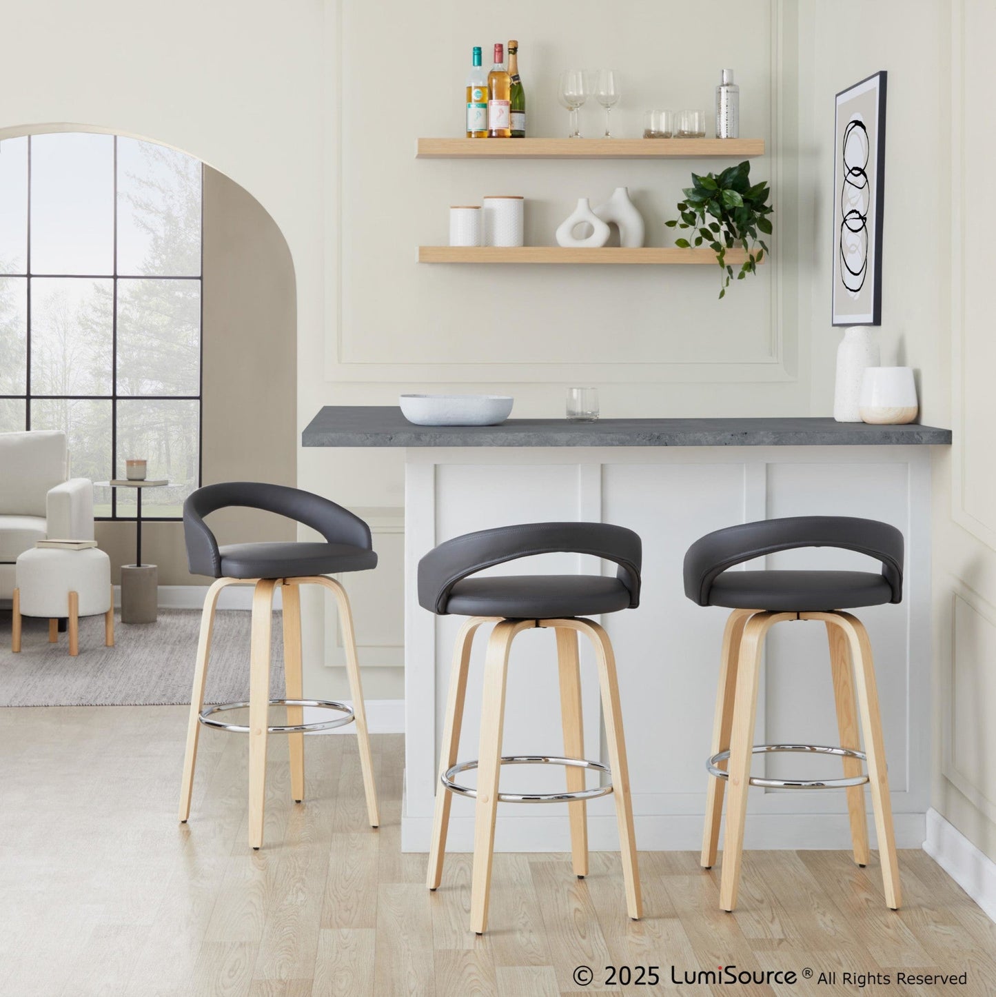 Majestic Office Furniture Upholstered 30" Fixed-Height Barstool - Set of 2