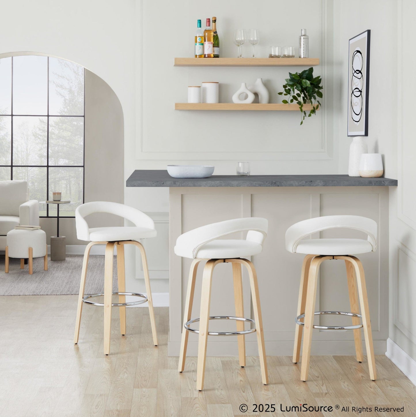 Majestic Office Furniture Upholstered 30" Fixed-Height Barstool - Set of 2