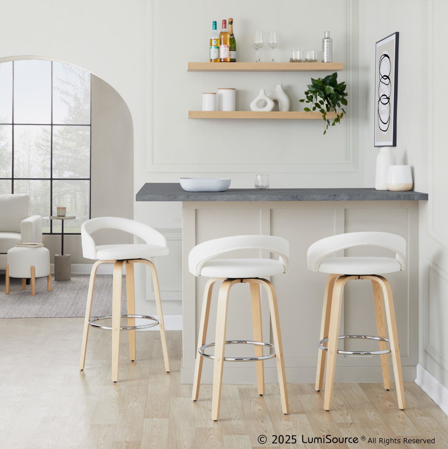 Majestic Office Furniture Upholstered 30" Fixed-Height Barstool - Set of 2
