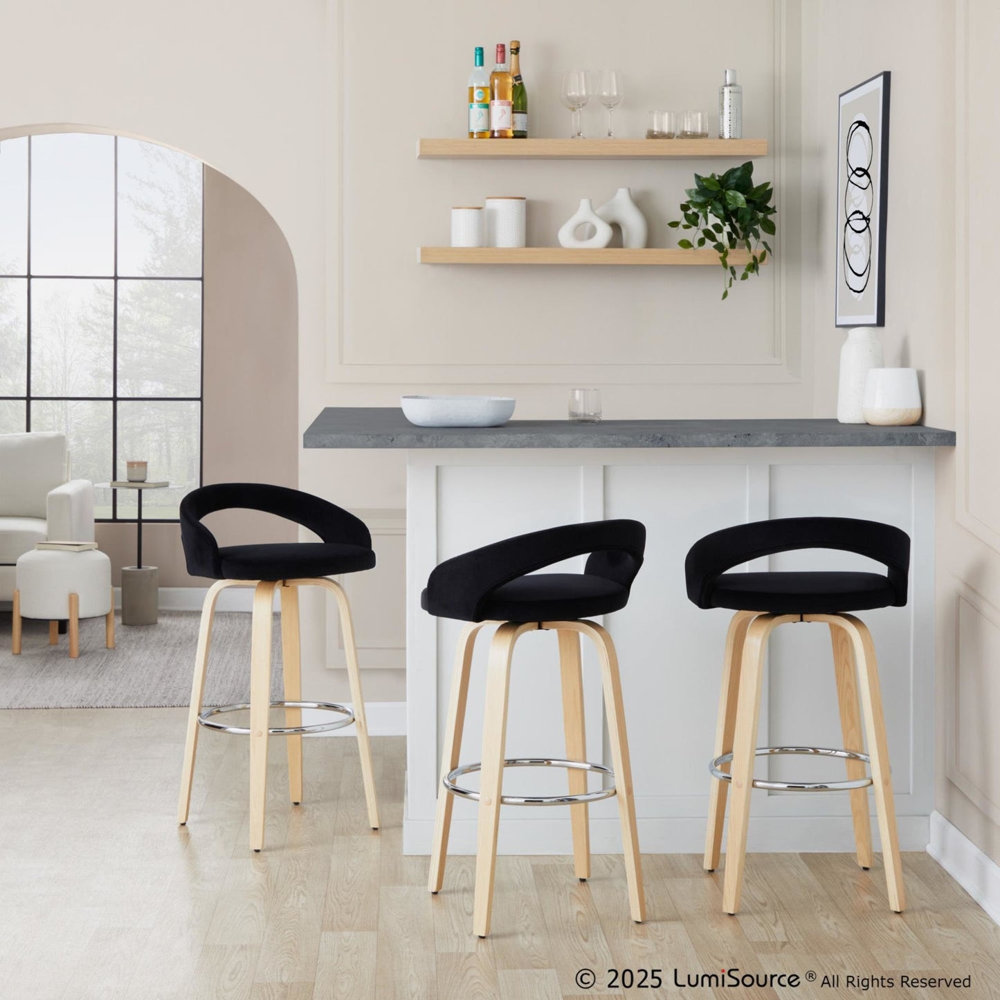 Majestic Office Furniture Upholstered 30" Fixed-Height Barstool - Set of 2