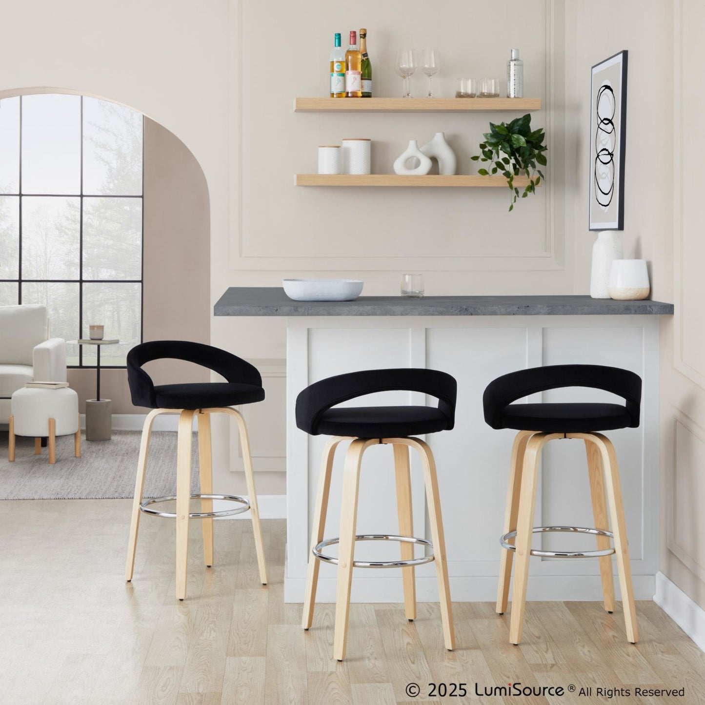 Majestic Office Furniture Upholstered 30" Fixed-Height Barstool - Set of 2