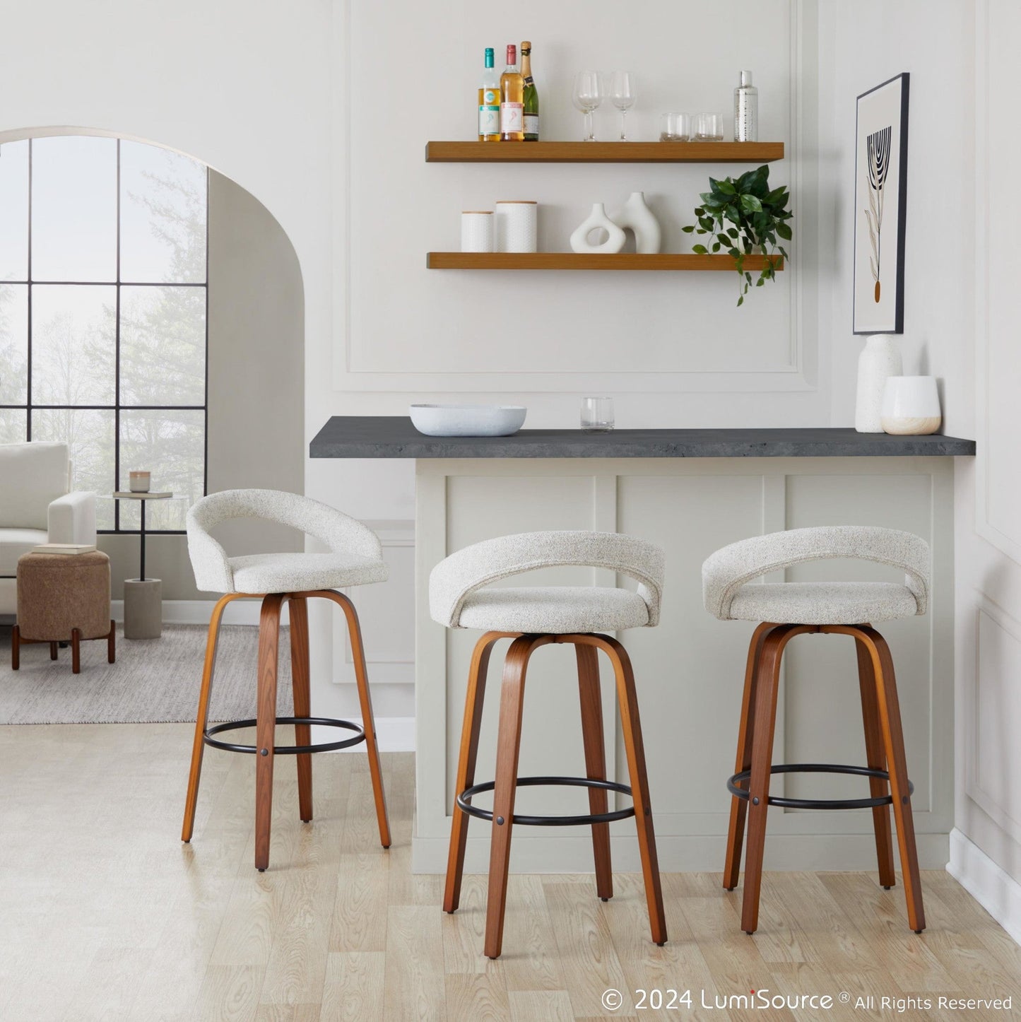Majestic Office Furniture Upholstered 30" Fixed-Height Barstool - Set of 2