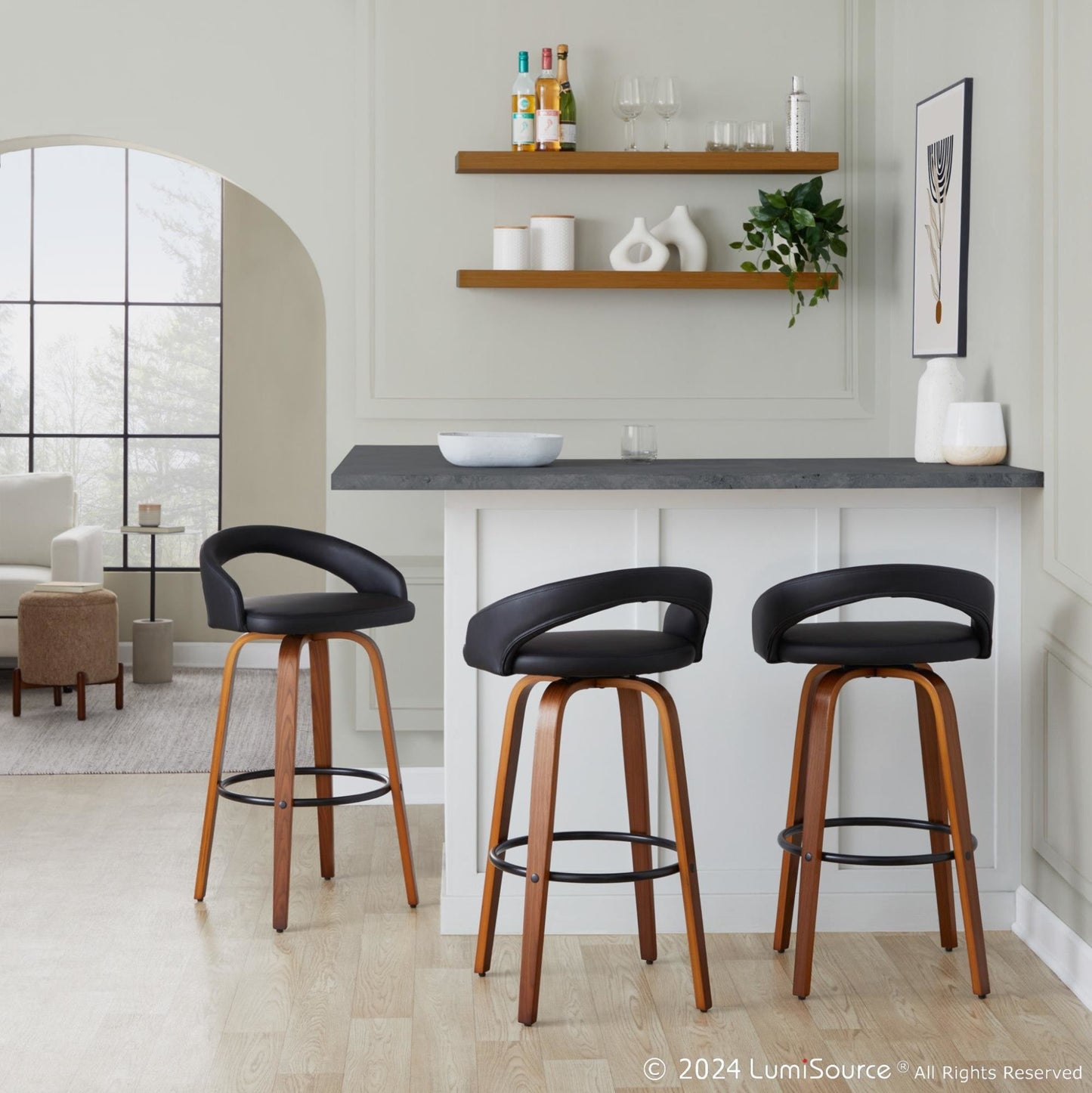 Majestic Office Furniture Upholstered 30" Fixed-Height Barstool - Set of 2