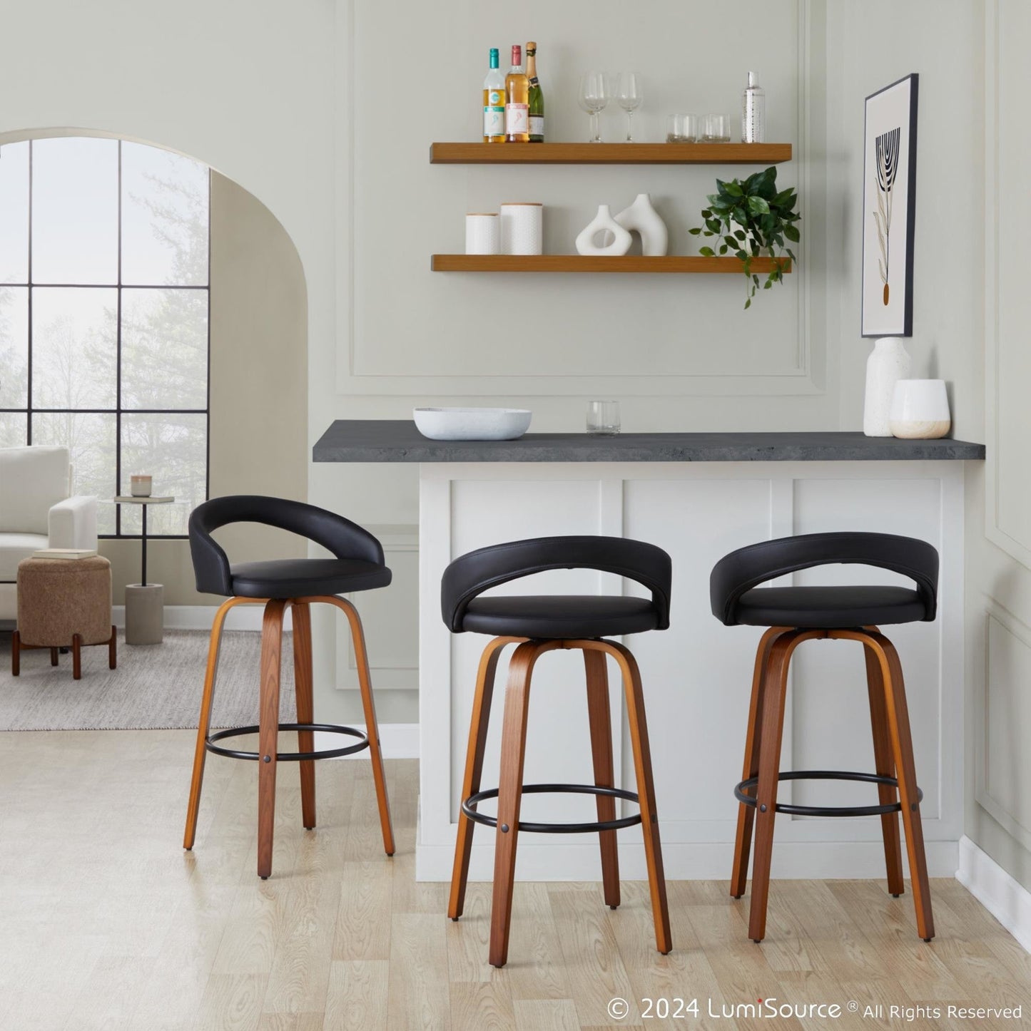 Majestic Office Furniture Upholstered 30" Fixed-Height Barstool - Set of 2